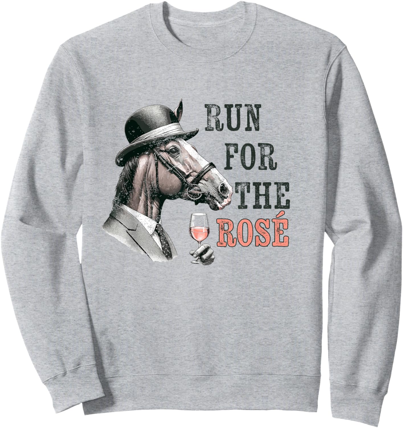 Dapper Derby Horse Sipping Rosé Wine Race Day Party Sweatshirt - Sweatshirt | Ash