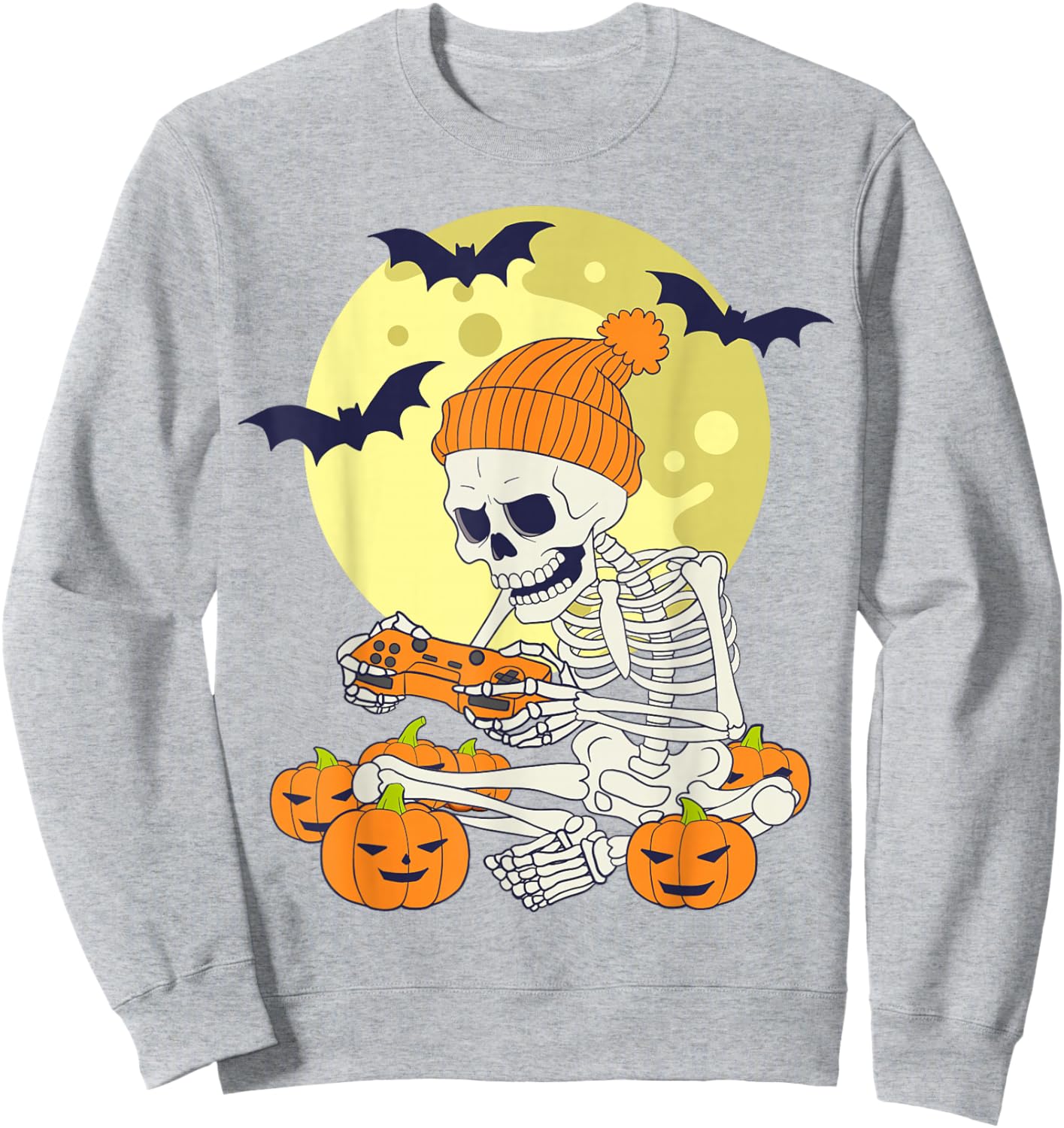 Funny Halloween Skeleton Gamer Video Games Boys Gaming Sweatshirt - Sweatshirt | Ash