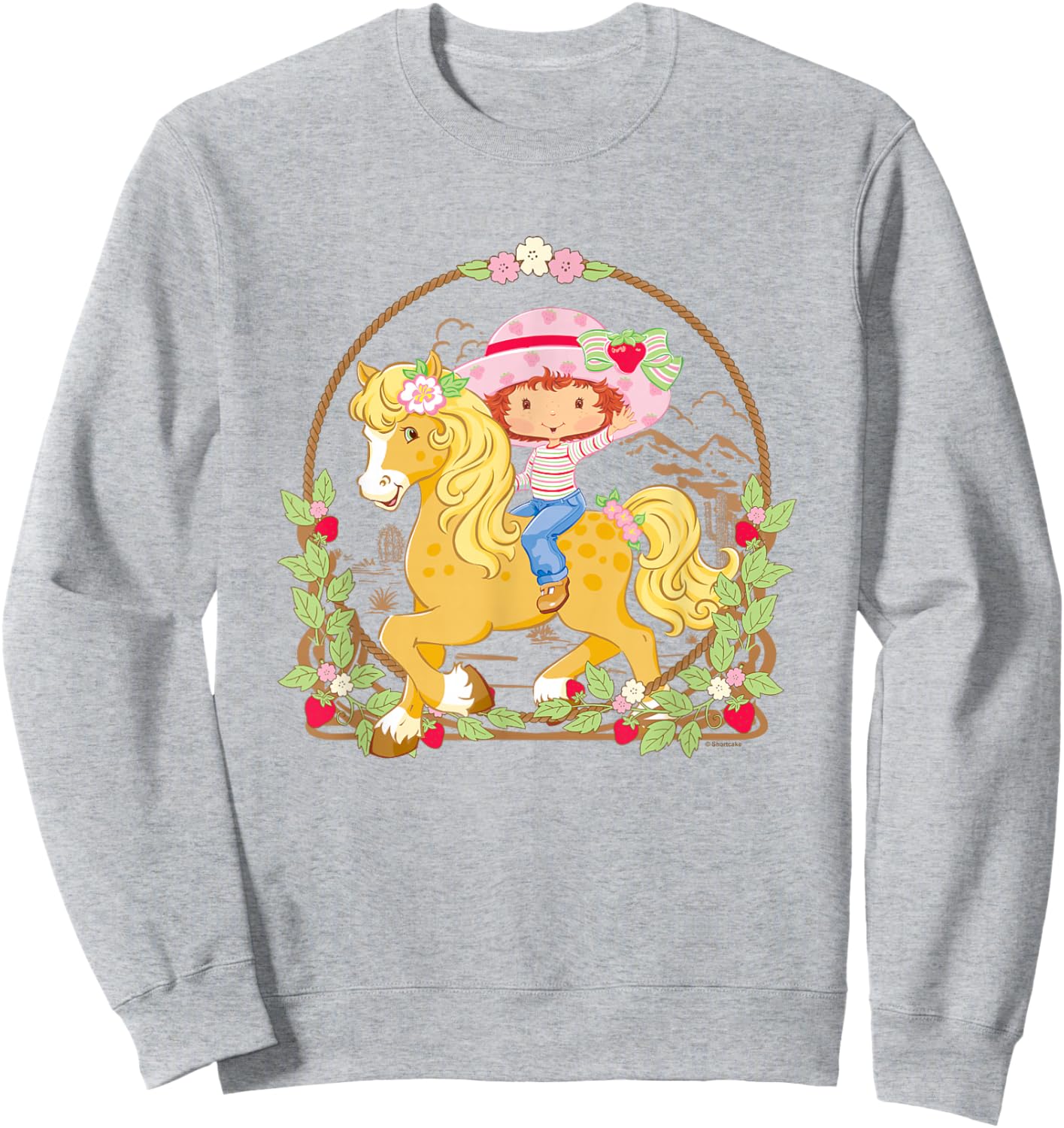 Strawberry Shortcake Cute Berry Country Retro Chest Frame Sweatshirt - Sweatshirt | Ash