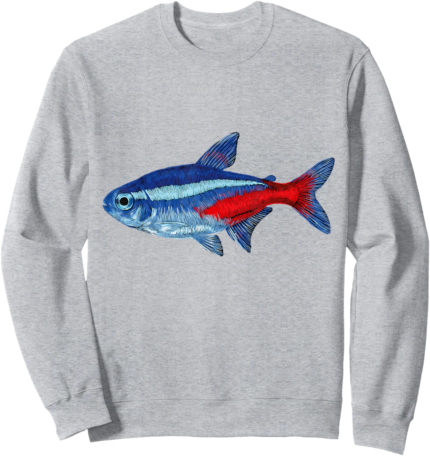 Blue Tetra Paracheirodon innesi Freshwater Aquarium Sweatshirt - Sweatshirt | Ash