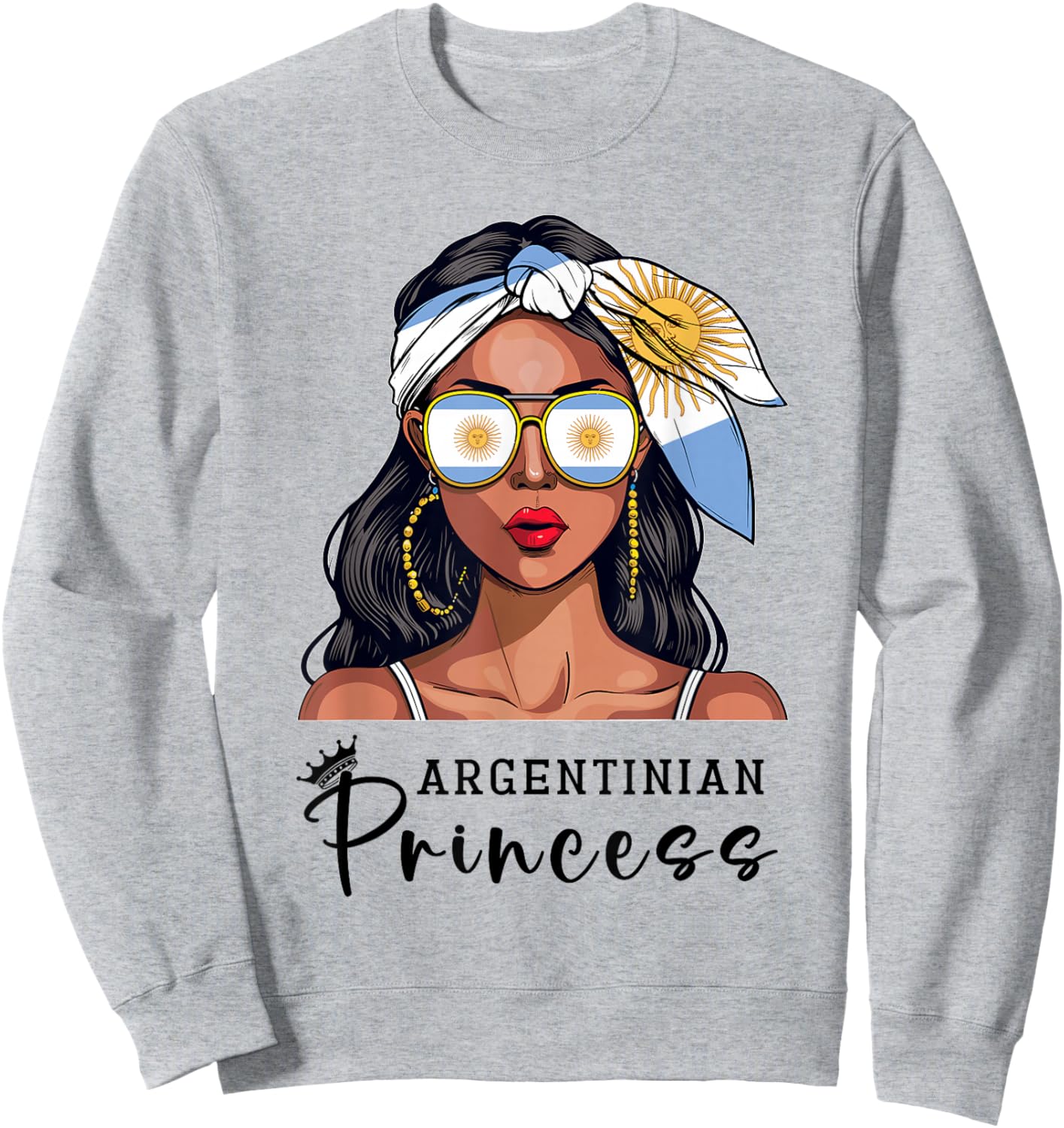 Argentinian Souvenirs Products Woman Flag Princess Argentina Sweatshirt - Sweatshirt | Ash