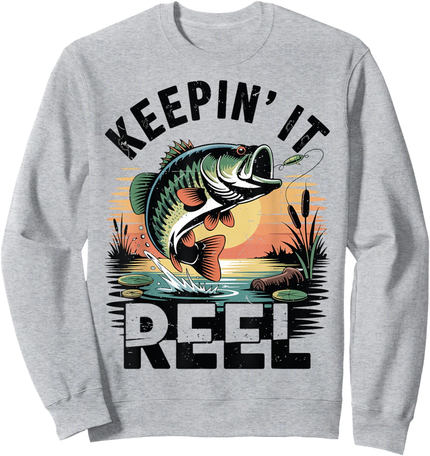 Funny Fishing Keeping It Reel Boy Youth Largemouth Bass Fish Sweatshirt - Sweatshirt | Ash