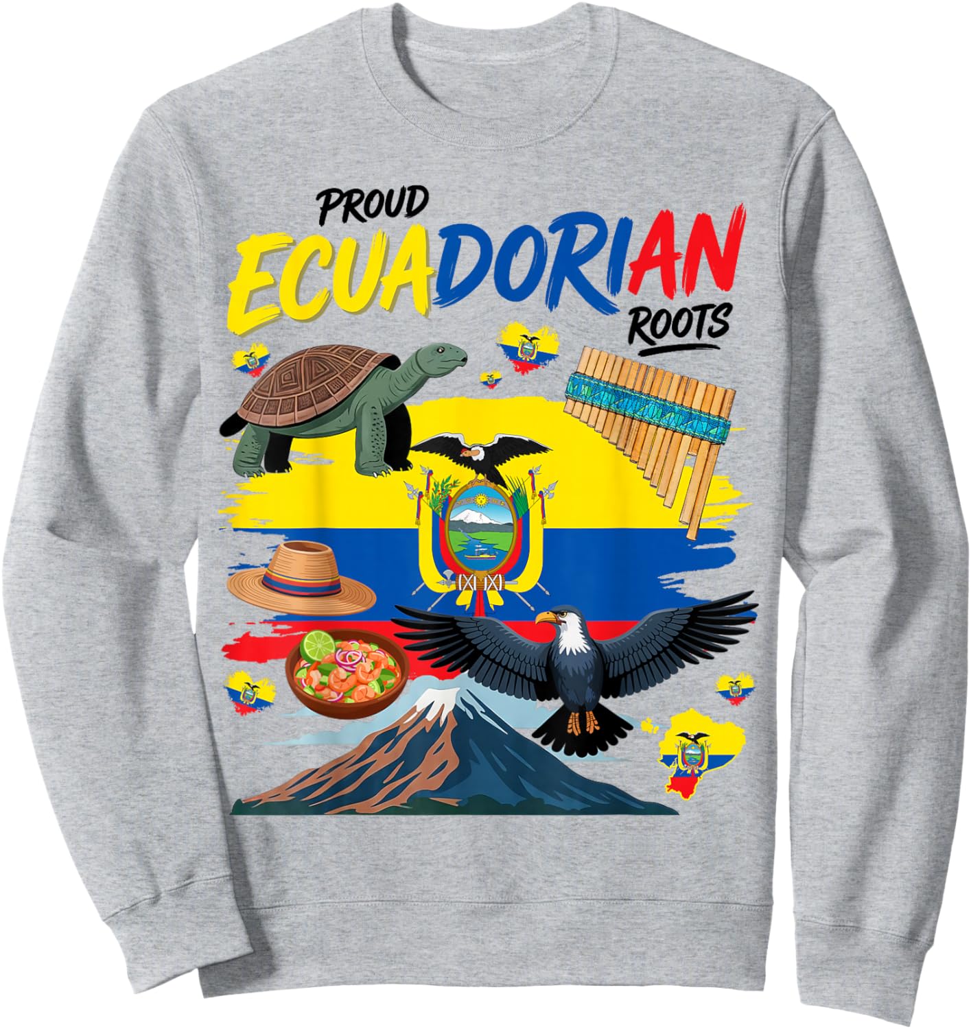 Ecuadorian Roots Outfit Idea for Kids Ecuador Flag Themed Sweatshirt - Sweatshirt | Ash