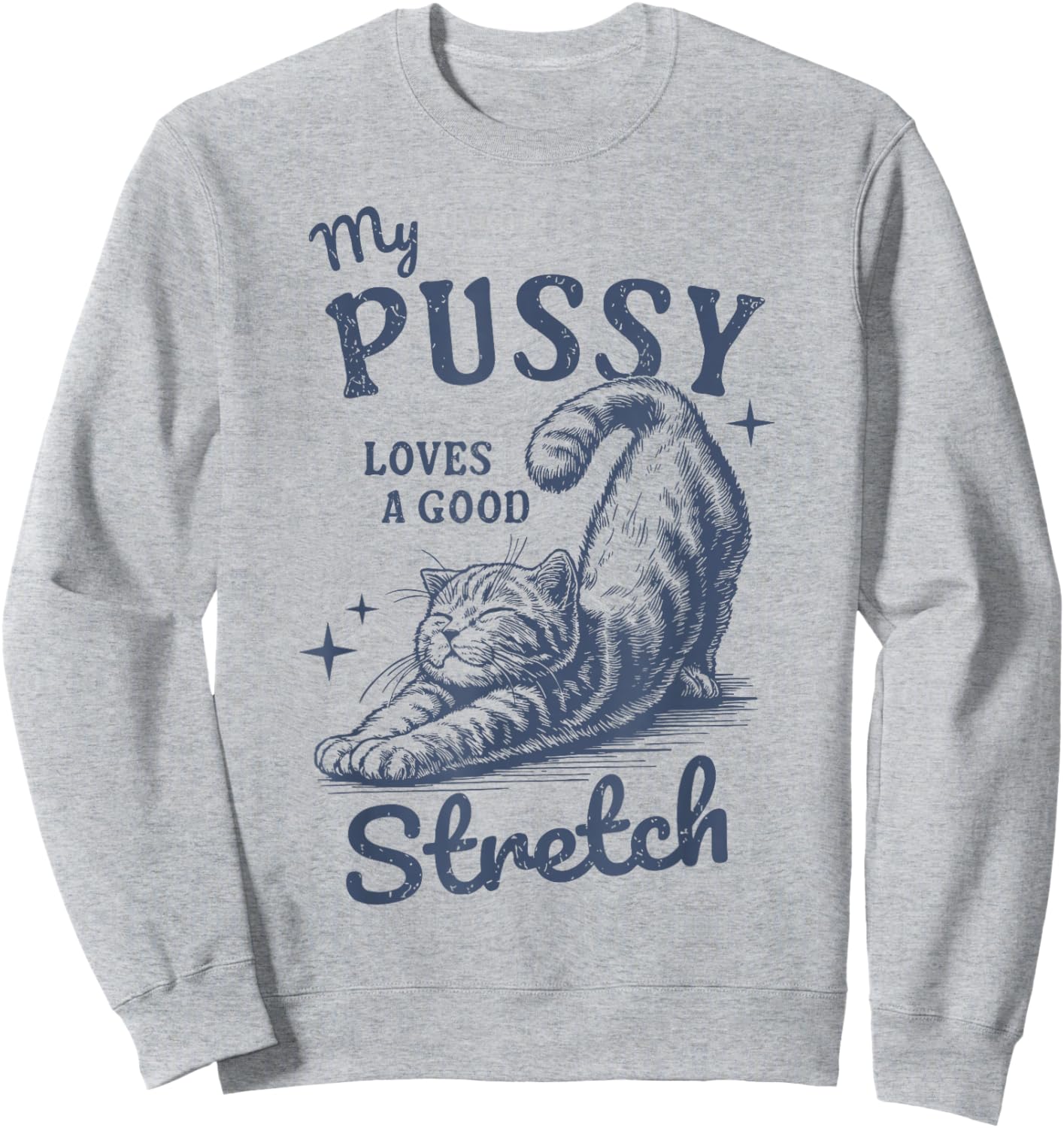 My Pussy Love A Good Stretch Funny Raunchy Cat Meme Sweatshirt - Sweatshirt | Ash