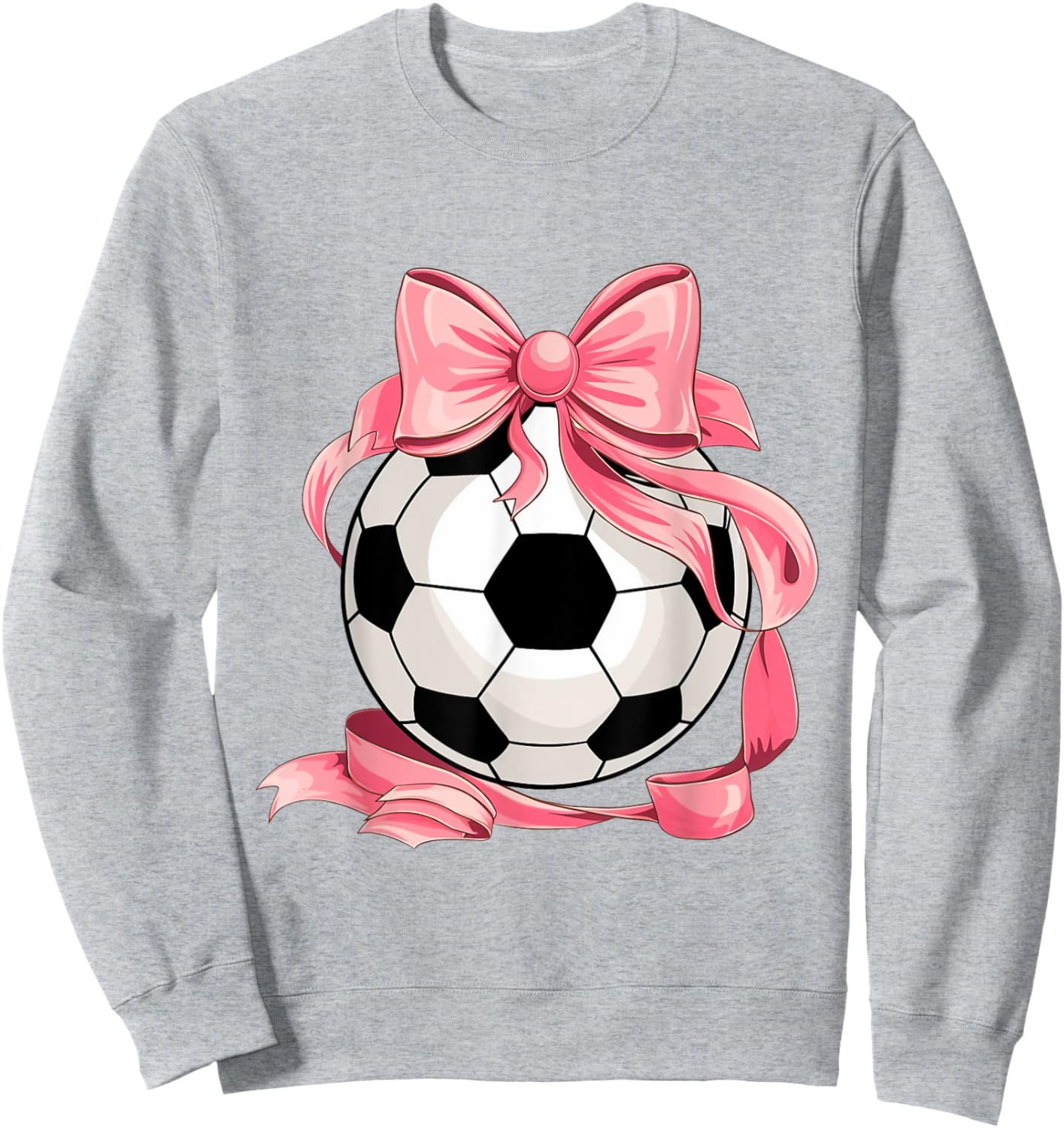 Cute Pink Bow Coquette Ball Soccer Girl Aesthetic Player Mom Sweatshirt - Sweatshirt | Ash