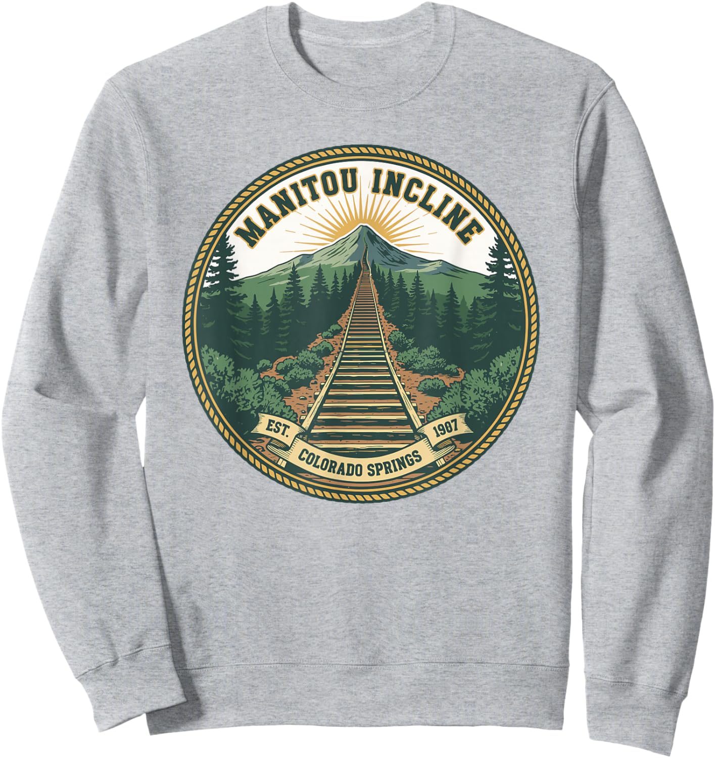 Manitou Incline Summit Club, Hiking Manitou Incline Sweatshirt - Sweatshirt | Ash