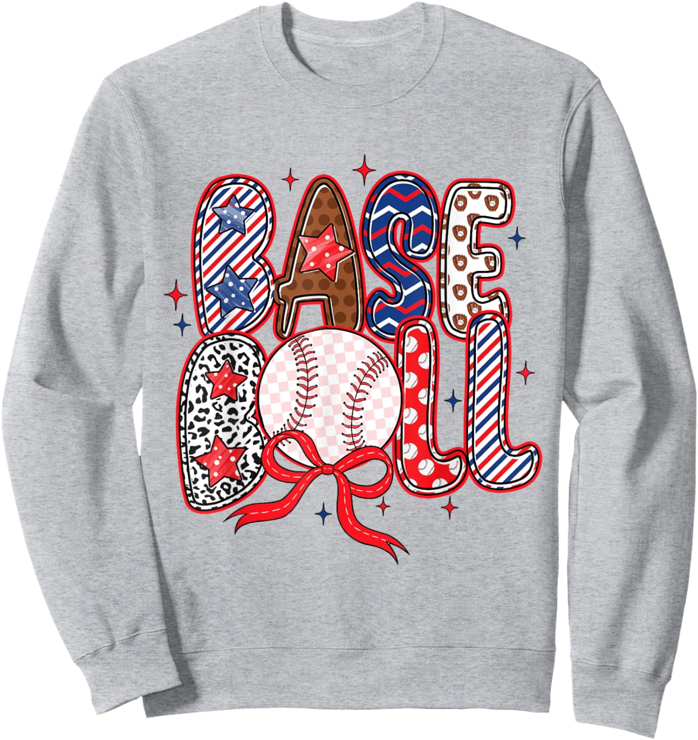 Coquette Bow Baseball Game Day Baseball Mom Mama Girls Kids Sweatshirt - Sweatshirt | Ash