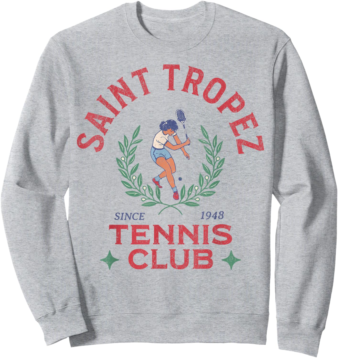Saint-Tropez France Retro Vintage Tennis Club Sweatshirt - Sweatshirt | Ash