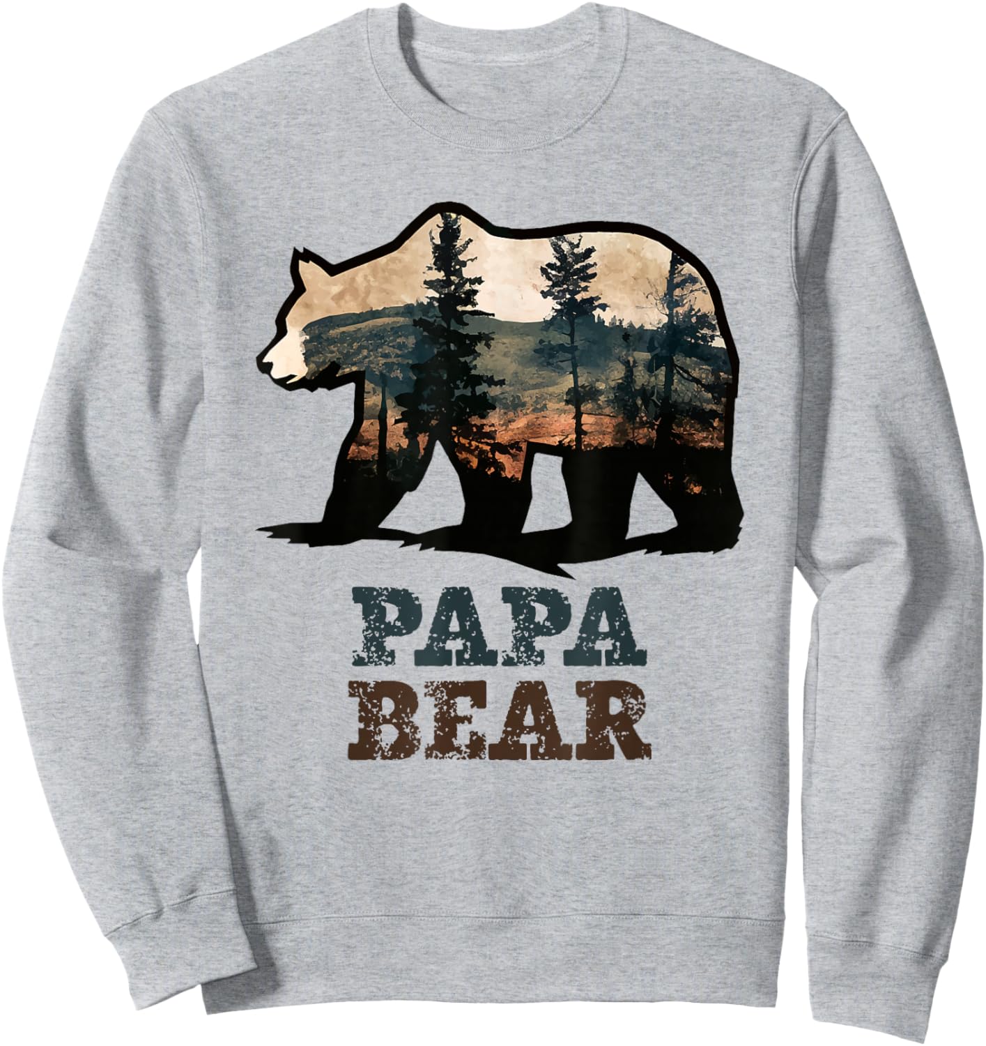 Papa Bear Vintage Retro Funny Sweatshirt - Sweatshirt | Ash