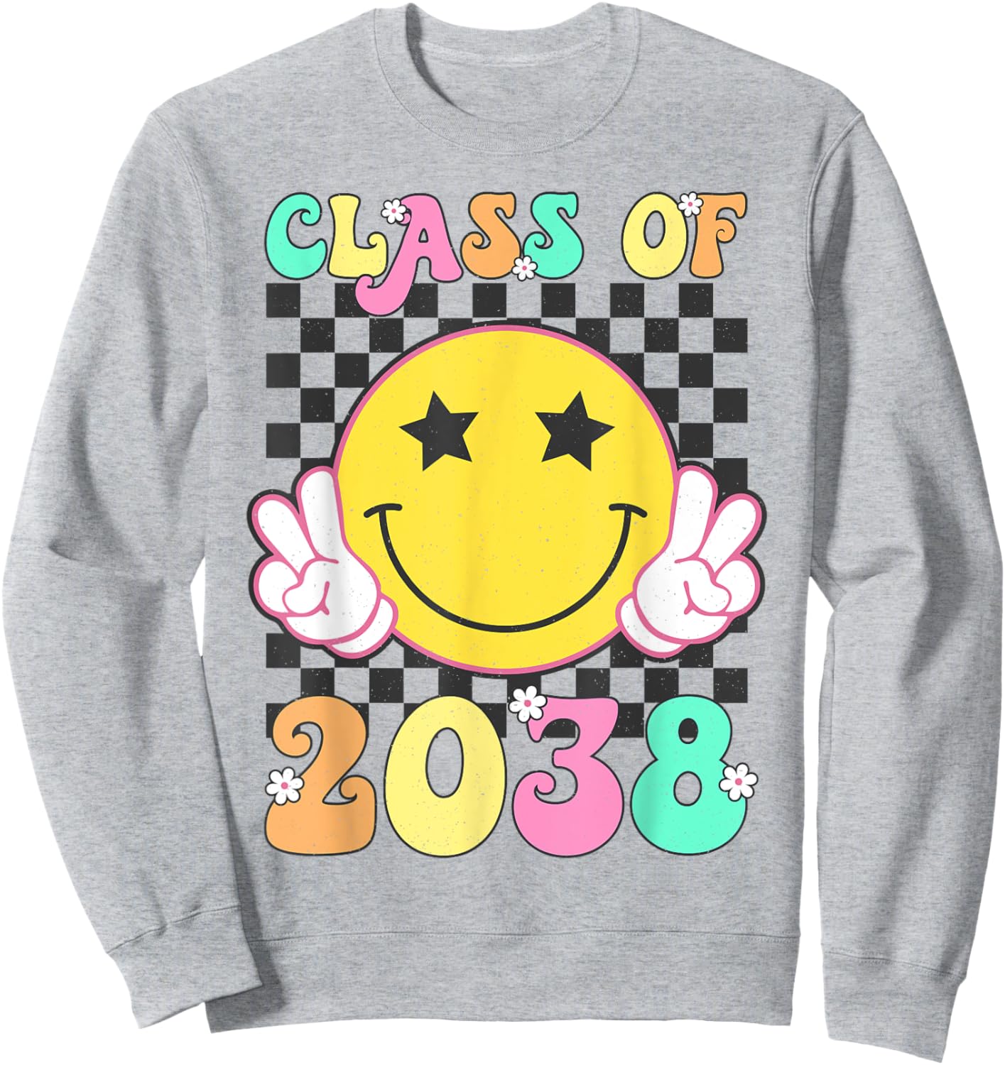 Retro Class of 2038 Grow With Me Back to School Kindergarten Sweatshirt - Sweatshirt | Ash