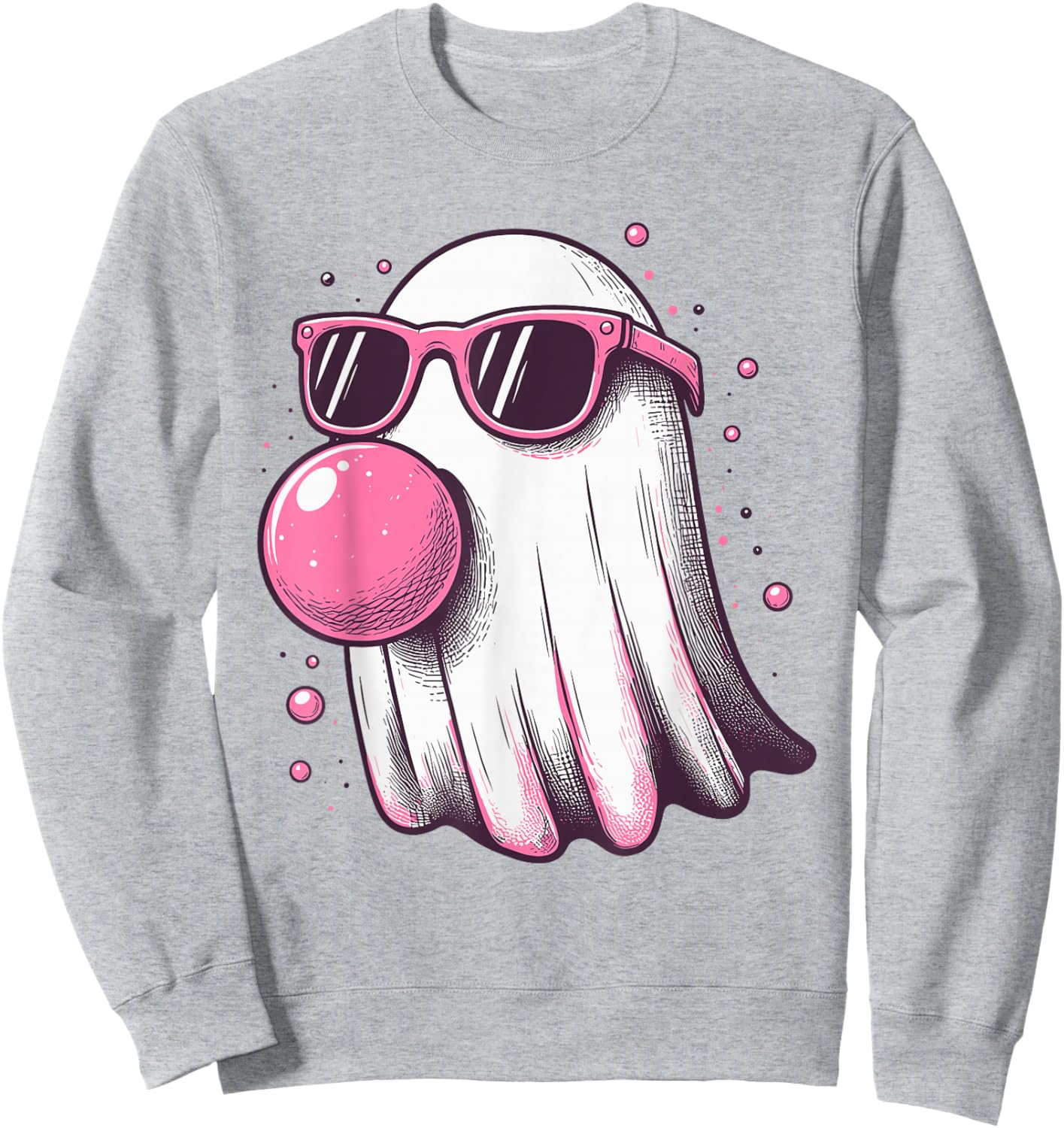 Ghost Bubble Gum Sunglasses Happy Halloween Boo Men Women Sweatshirt - Sweatshirt | Ash