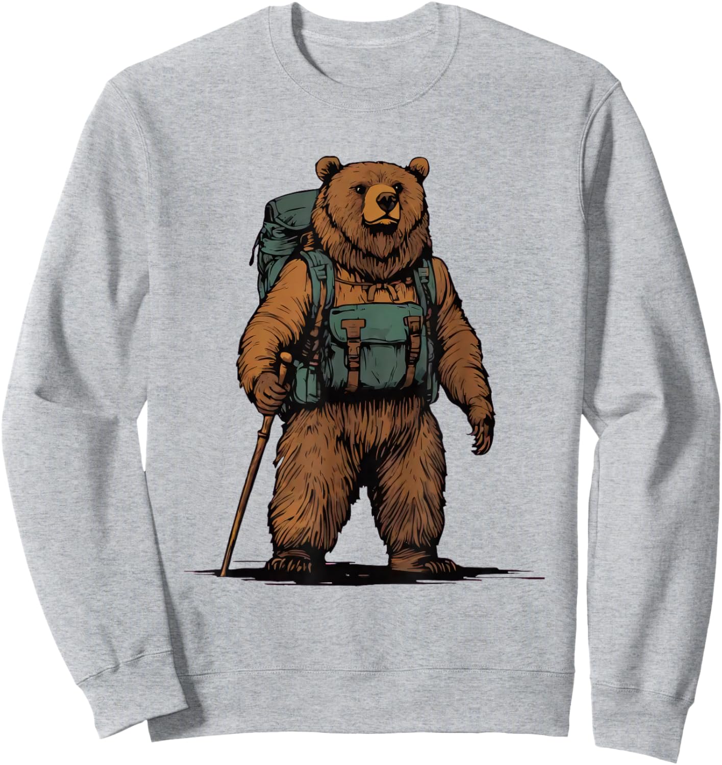Grizzly Backpacker Mountain Forest Wildlife Camping Hiking Sweatshirt - Sweatshirt | Ash