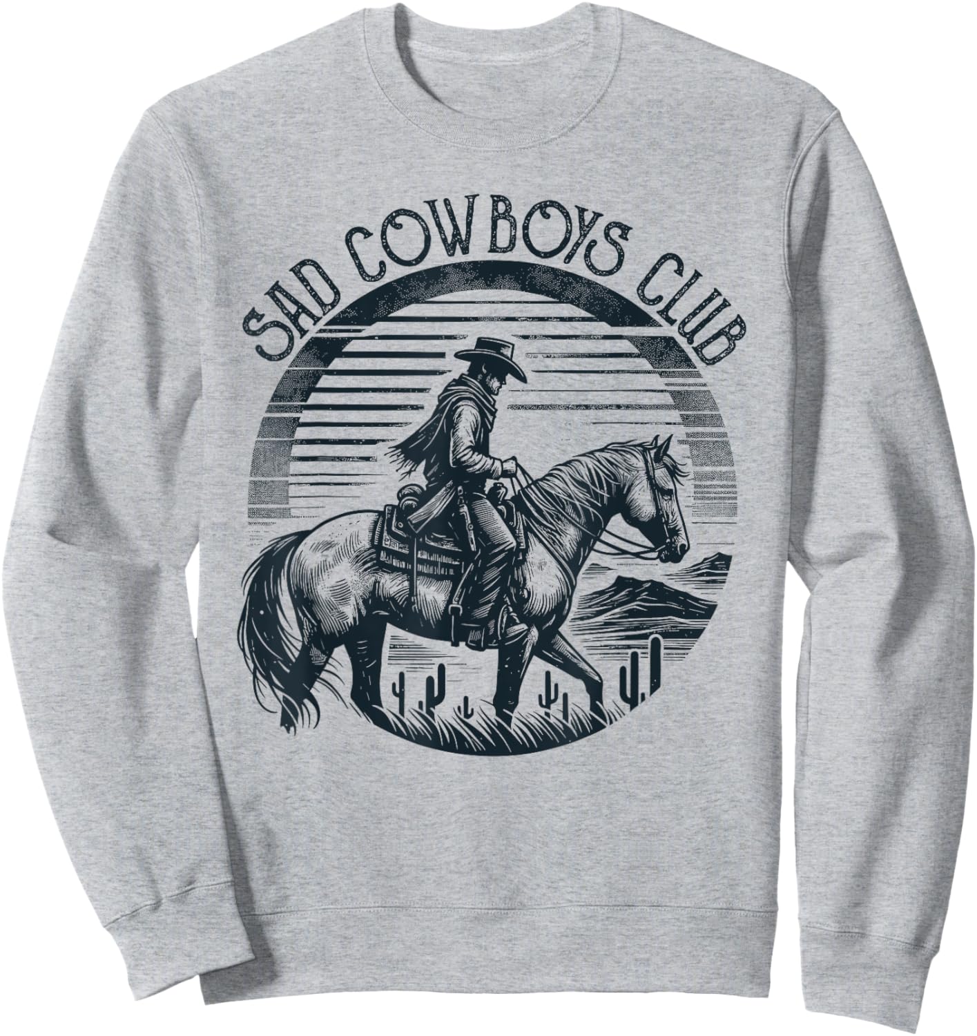 Retro Sad Cowboys Club, Sad Country Music Style Enthusiast Sweatshirt - Sweatshirt | Ash