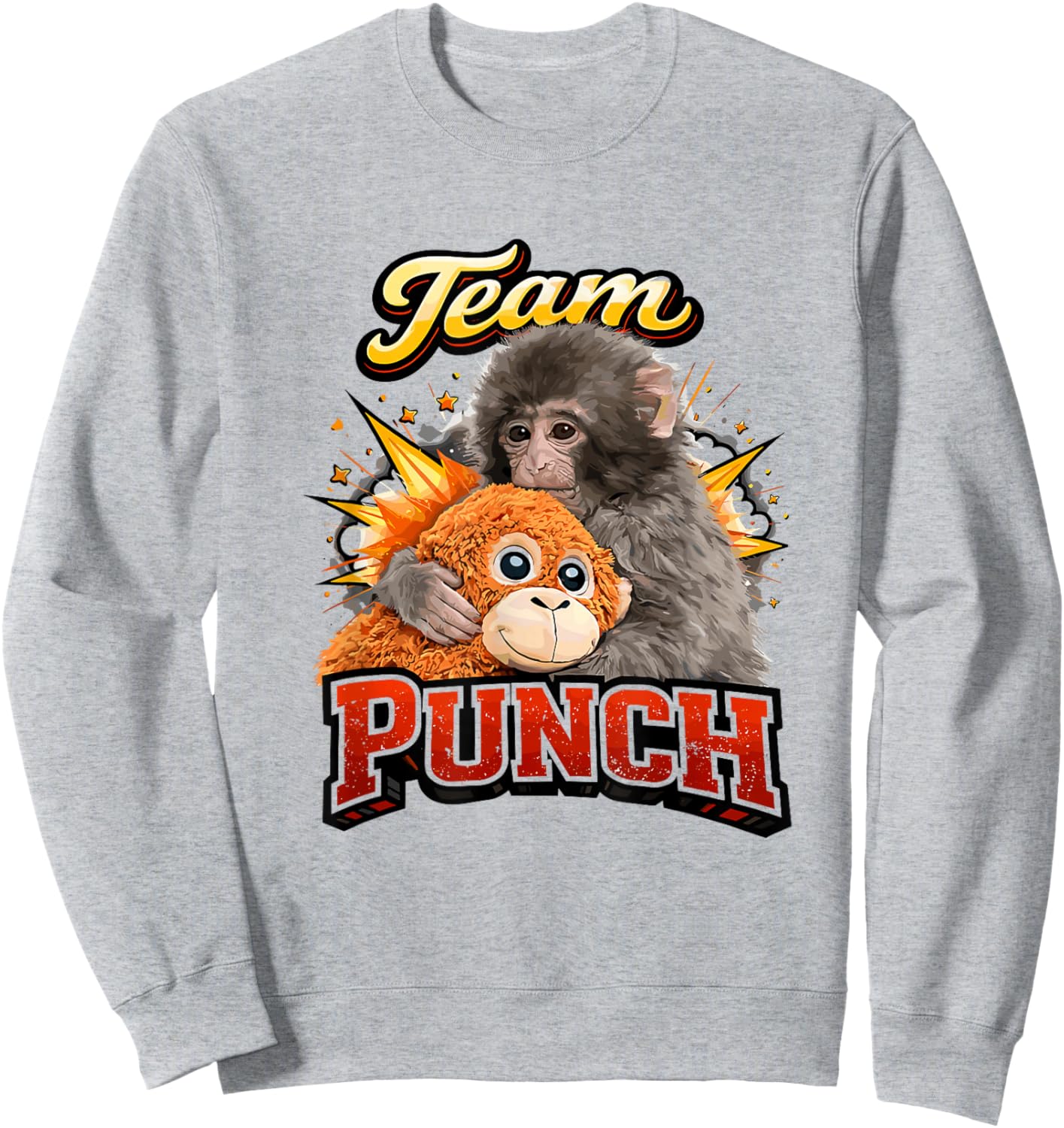 Team Punch Funny Monkey Trend Animal Supporter Sweatshirt - Sweatshirt | Ash