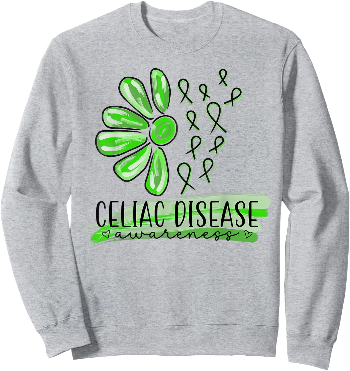 Celiac Disease Awareness Trendy Floral Messy Brushstroke Sweatshirt - Sweatshirt | Ash