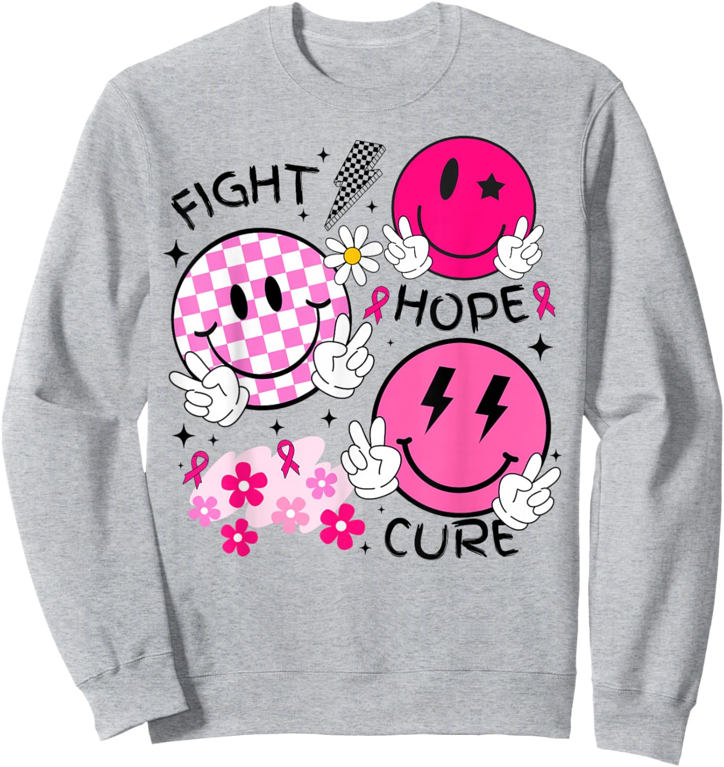 Breast Cancer Awareness Month Pink Ribbon Support Hope Sweatshirt - Sweatshirt | Ash