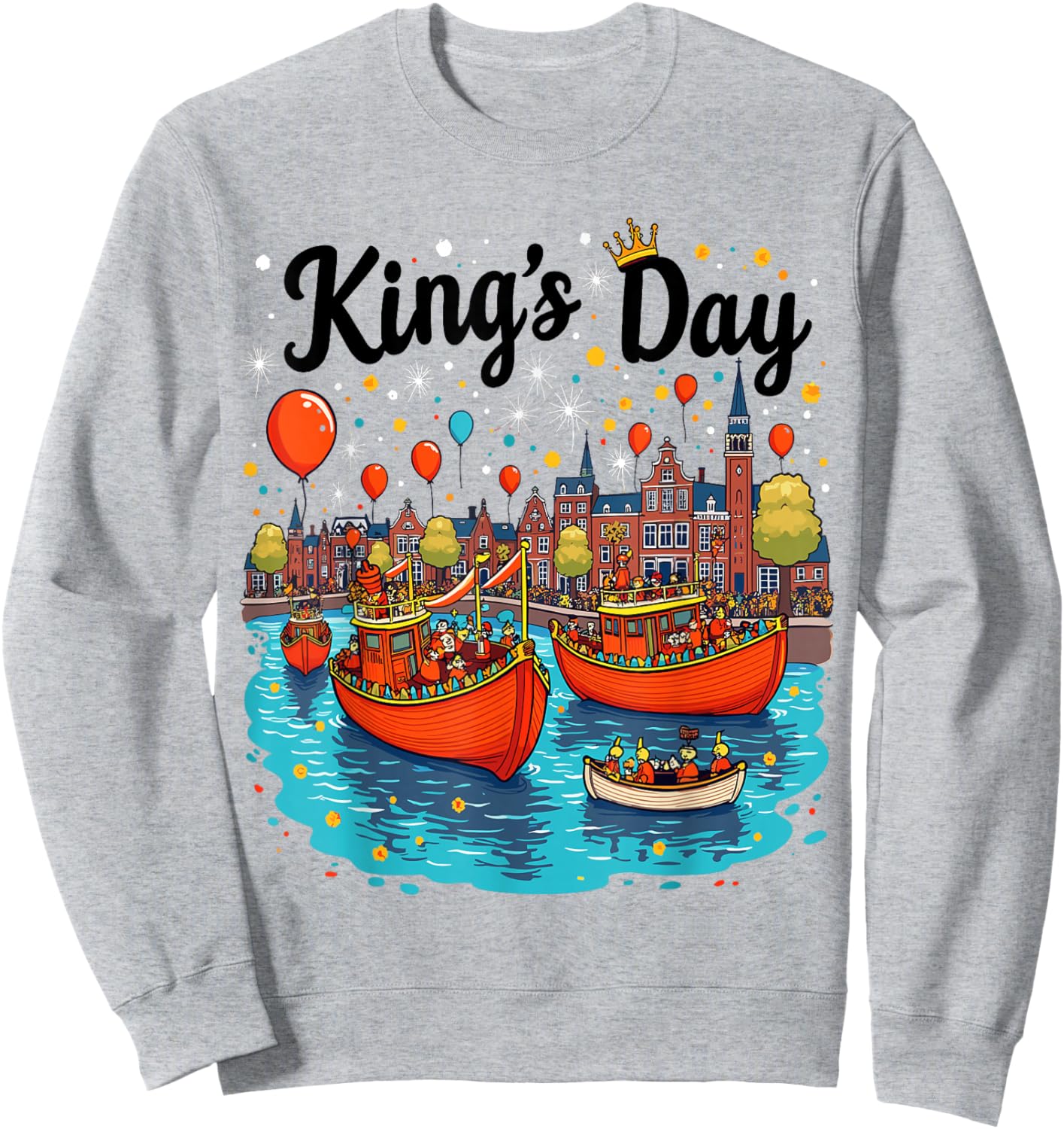 Koningsdag Netherlands 2025 Crown Funny Kings Day Amsterdam Sweatshirt - Sweatshirt | Ash