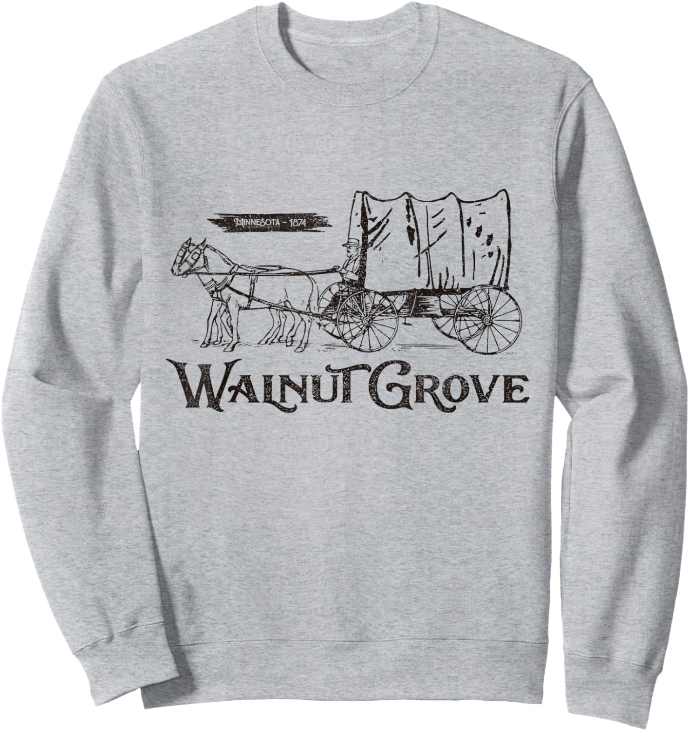 Walnut Grove 1874 Minnesota USA, Wagon des prairies Sweatshirt - Sweatshirt | Ash