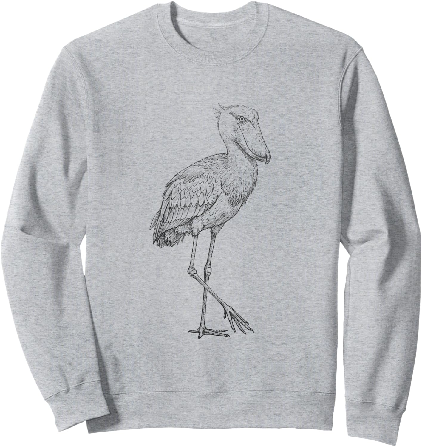 Vintage Shoebill Stork Drawing Art Design Sweatshirt - Sweatshirt | Ash
