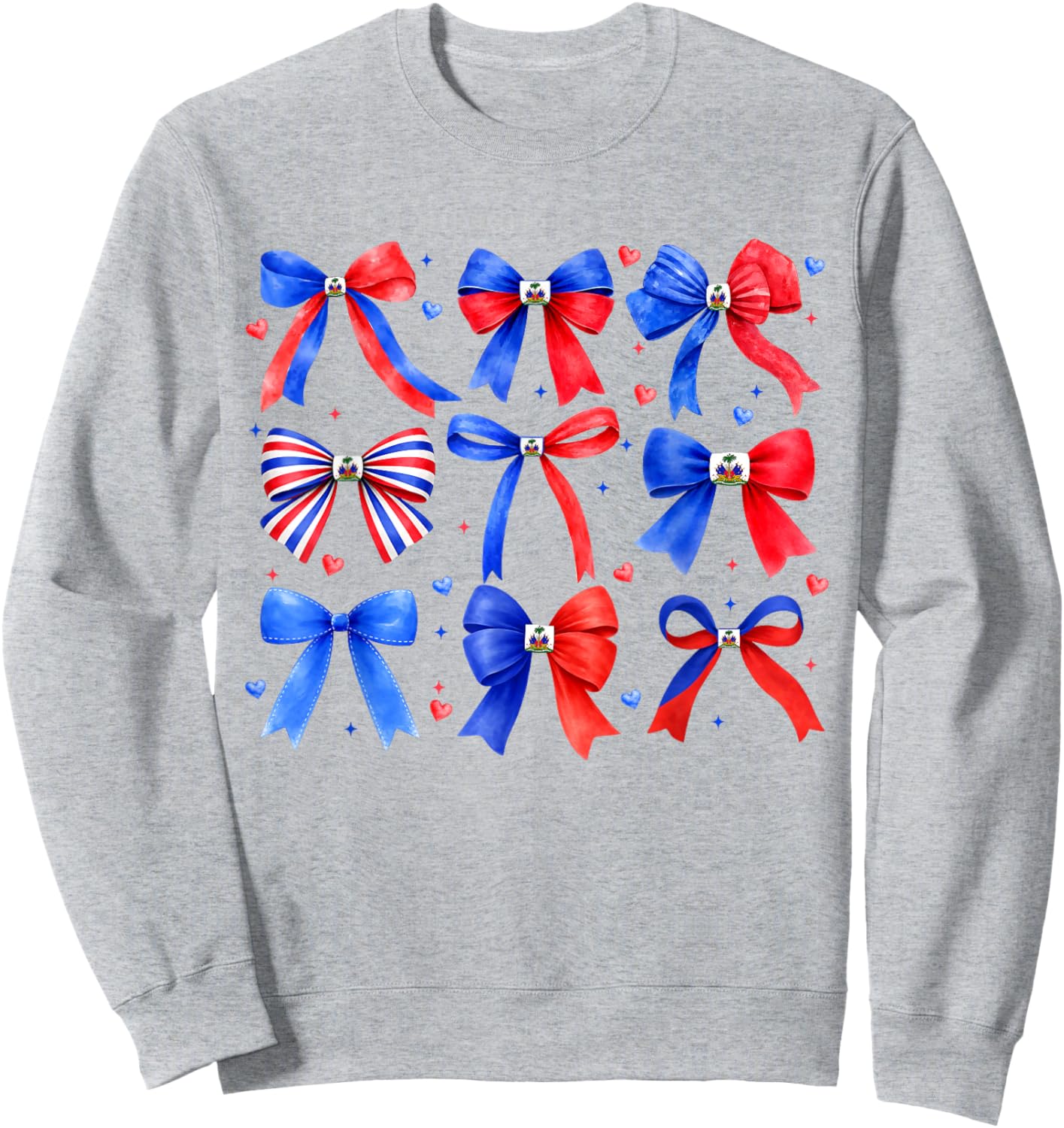 Cute Coquette Haitian Flag Day Haiti Pride Women Girl Sweatshirt - Sweatshirt | Ash