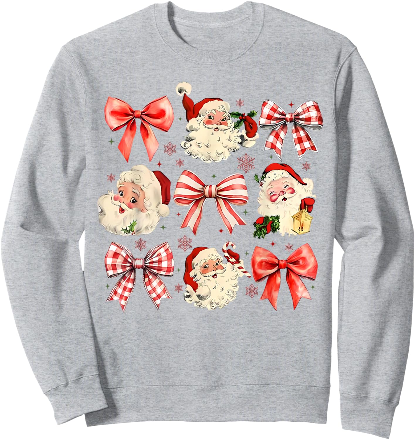 Retro Coquette Santa Red Bows Christmas Girl Sweatshirt - Sweatshirt | Ash