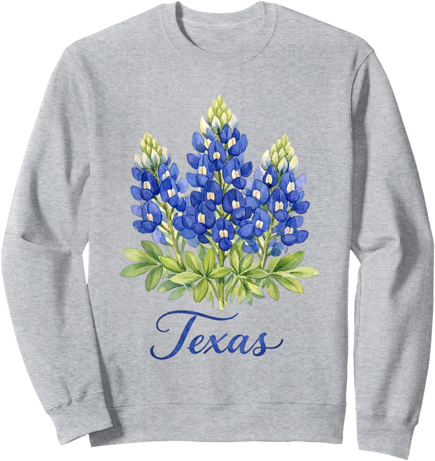 Texas Floral Art Bluebonnet Botanical Sweatshirt - Sweatshirt | Ash