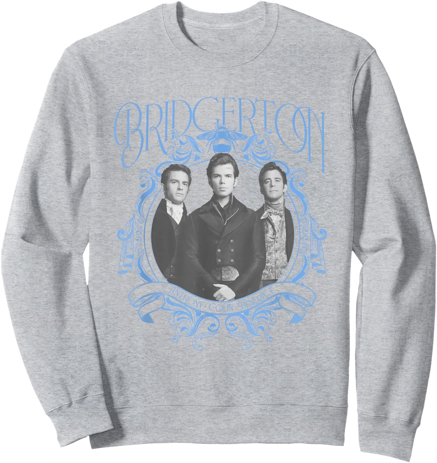 Bridgerton Vintage Chest Portrait - , Blue, Small, Short Sleeve, Classic Fit, Crew Collar, Polyester 65% Cotton 35% Sweatshirt - Sweatshirt | Ash