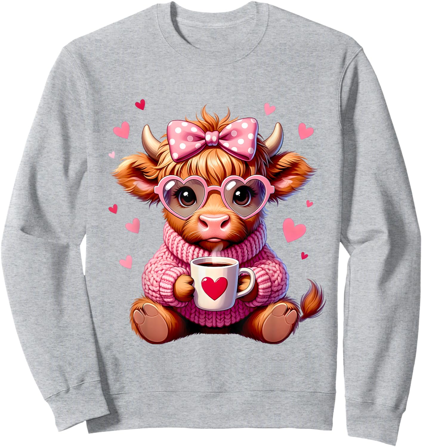 Highland Cow Cute Adorable Highland Cow Girl Graphic Sweatshirt - Sweatshirt | Ash