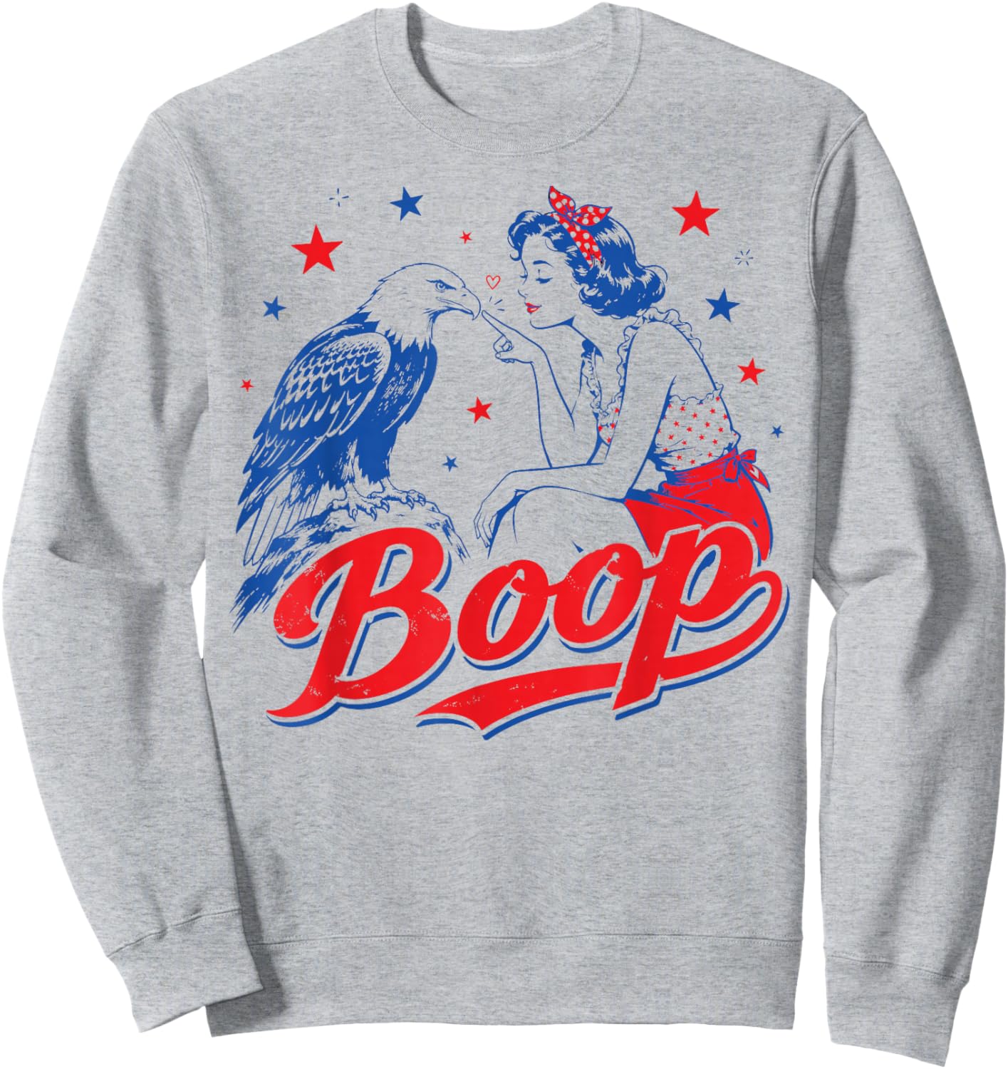Funny Hand Boop Nose Girl Eagle Funny Patriotic 4th of July Sweatshirt - Sweatshirt | Ash