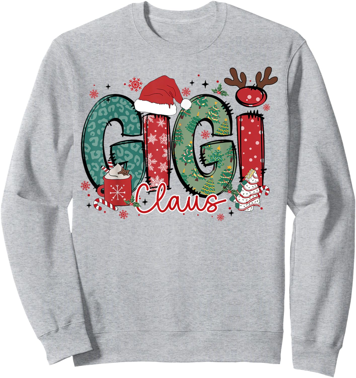Gigi Claus Christmas Pajama Santa Claus Family Matching Sweatshirt - Sweatshirt | Ash