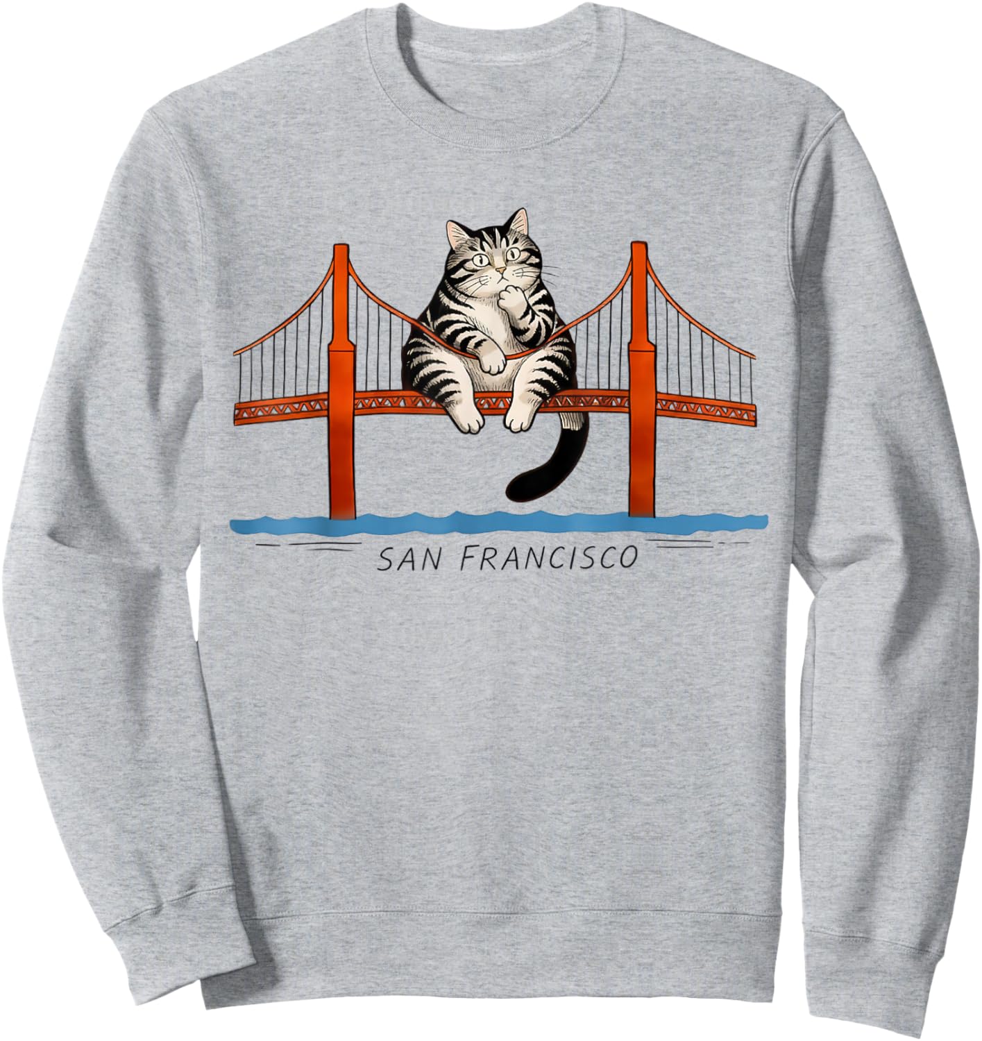 San Francisco Cat Golden Gates Bridge Reading Books Sweatshirt - Sweatshirt | Ash