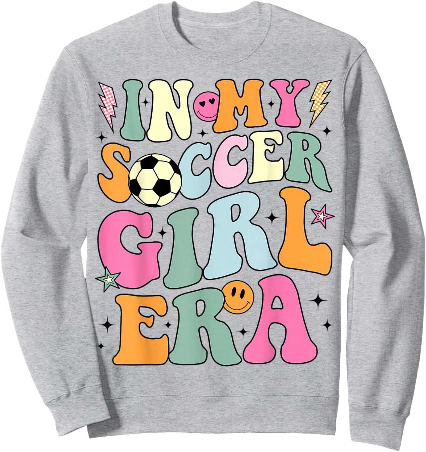 In My Soccer Girl Era Retro Groovy Soccer Girl Sweatshirt - Sweatshirt | Ash