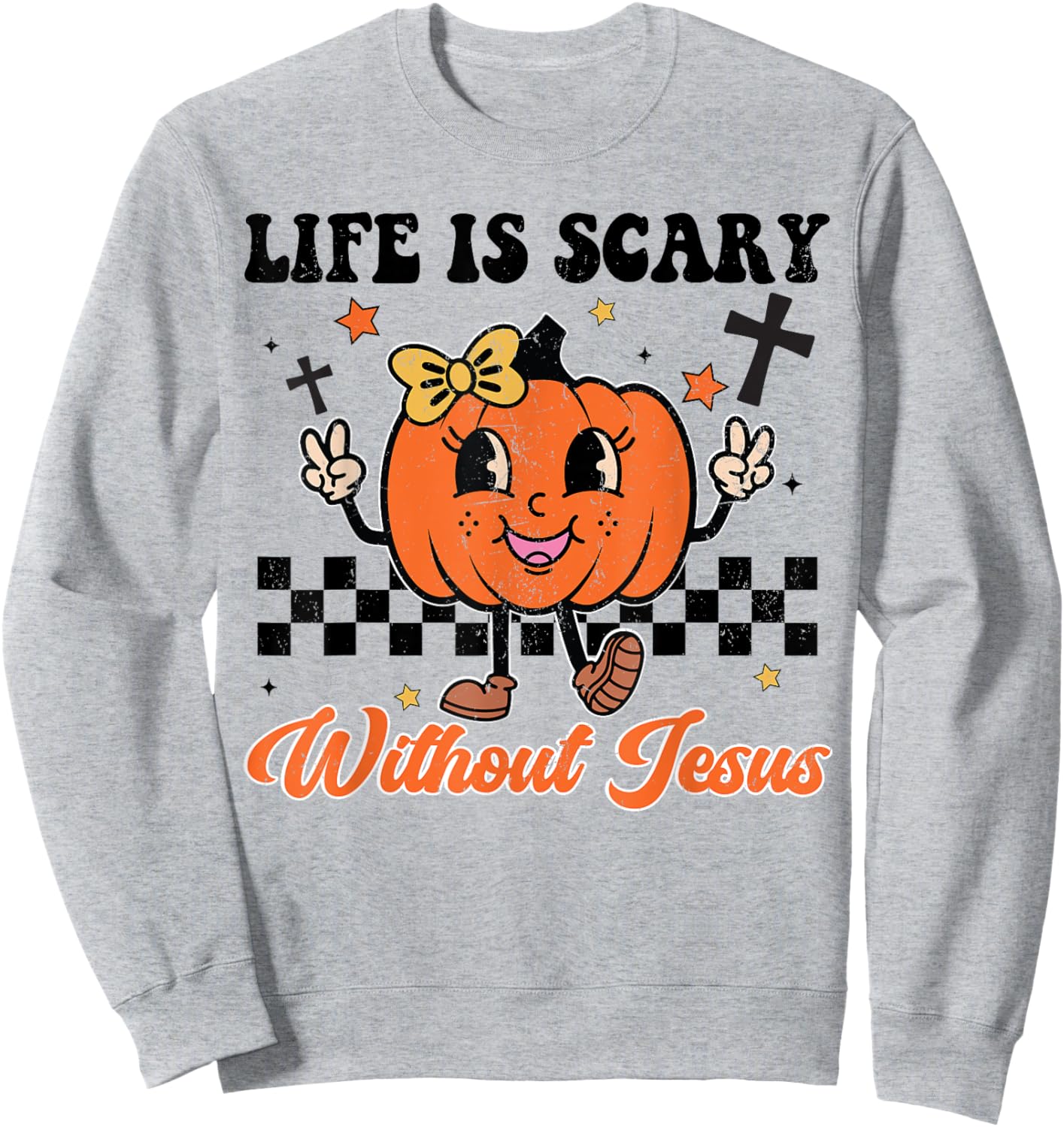 Christian Halloween Life Is Scary Without Jesus Girl Toddler Sweatshirt - Sweatshirt | Ash