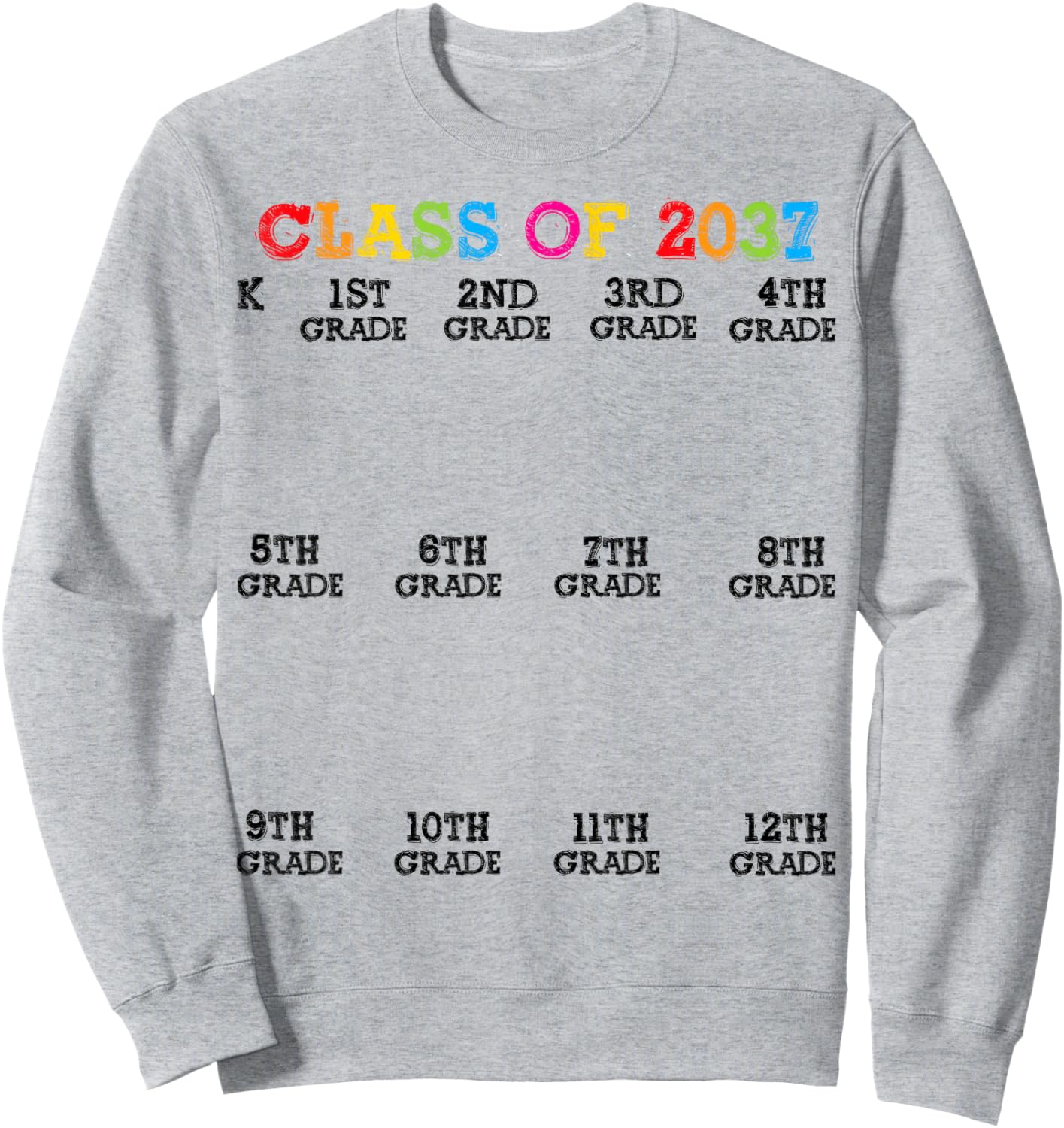 Class Of 2037 Handprint Shirt, Grow With Me Kindergarten Kid Sweatshirt - Sweatshirt | Ash