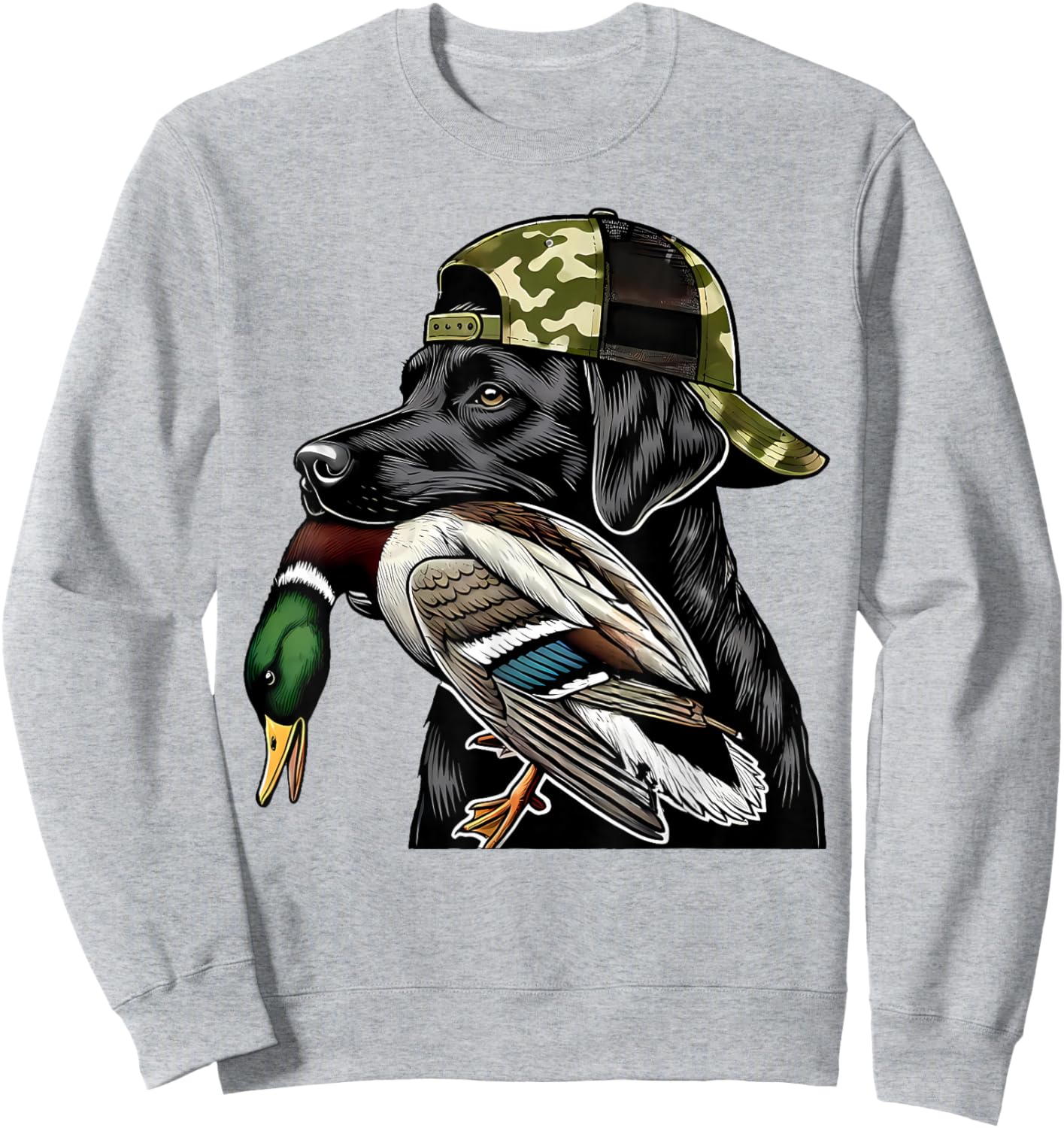 Labrador Hunting Dog with Duck Hello Hunting Season Sweatshirt - Sweatshirt | Ash