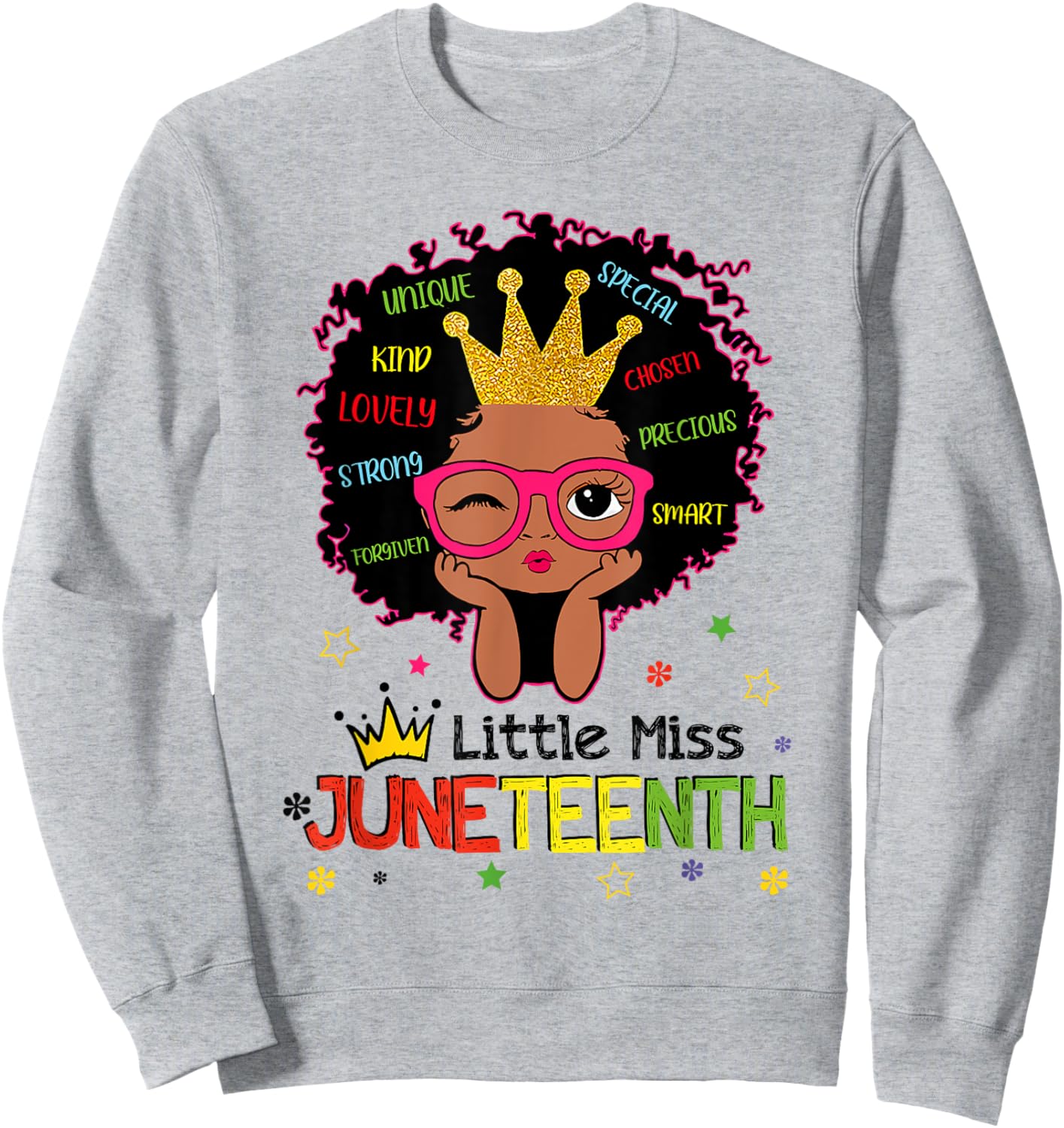 Little Miss Juneteenth Shirt Girl Toddler Black History Kids Sweatshirt - Sweatshirt | Ash