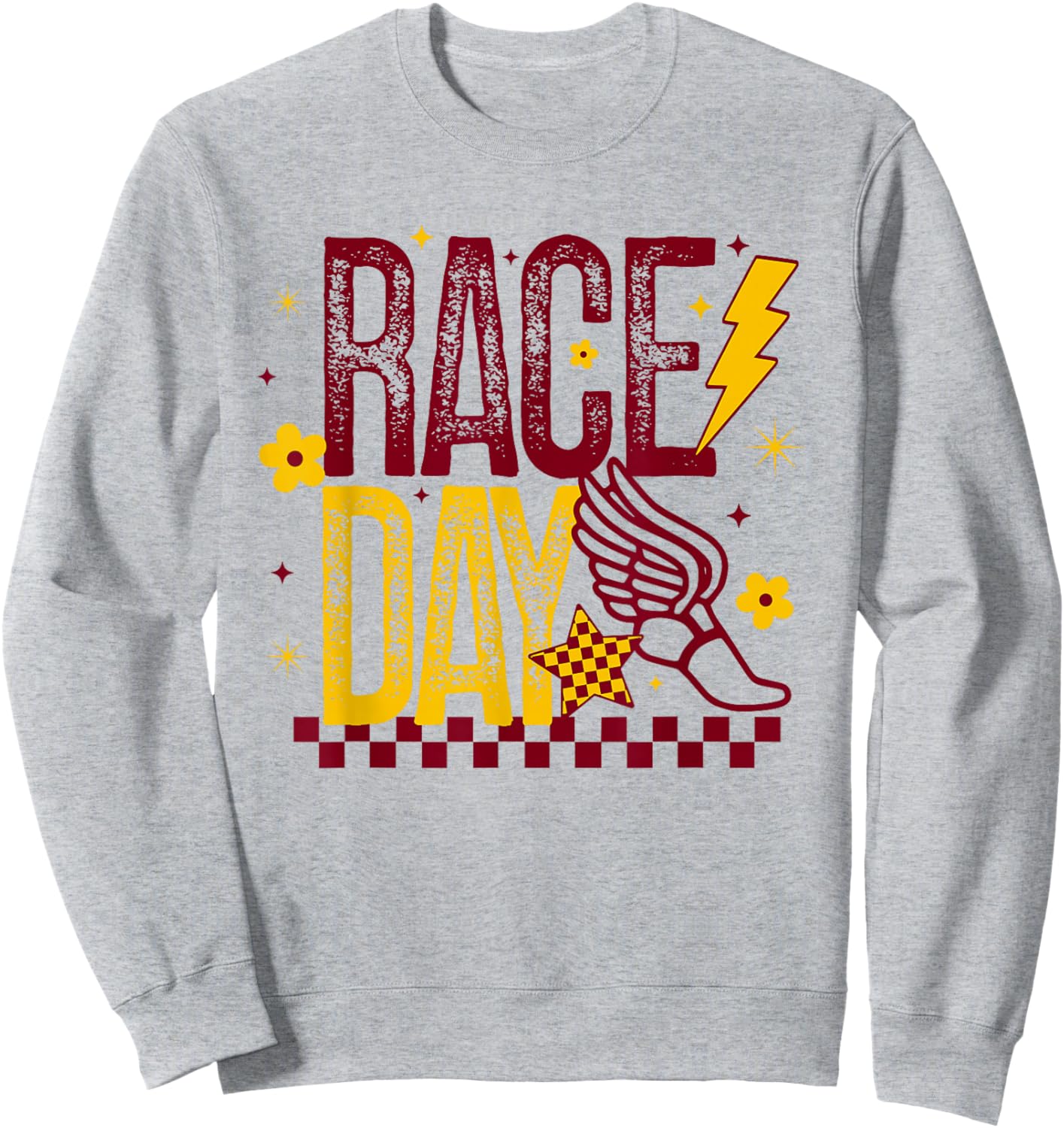 Cross Country Race Day Runner Track and Field Maroon & Gold Sweatshirt - Sweatshirt | Ash