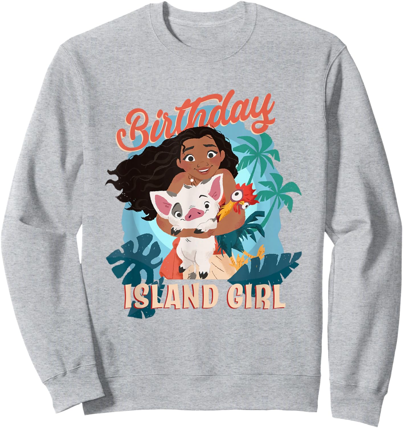 Disney Moana Birthday Island Girl Moana Pua HEI HEI Big Logo Sweatshirt - Sweatshirt | Ash