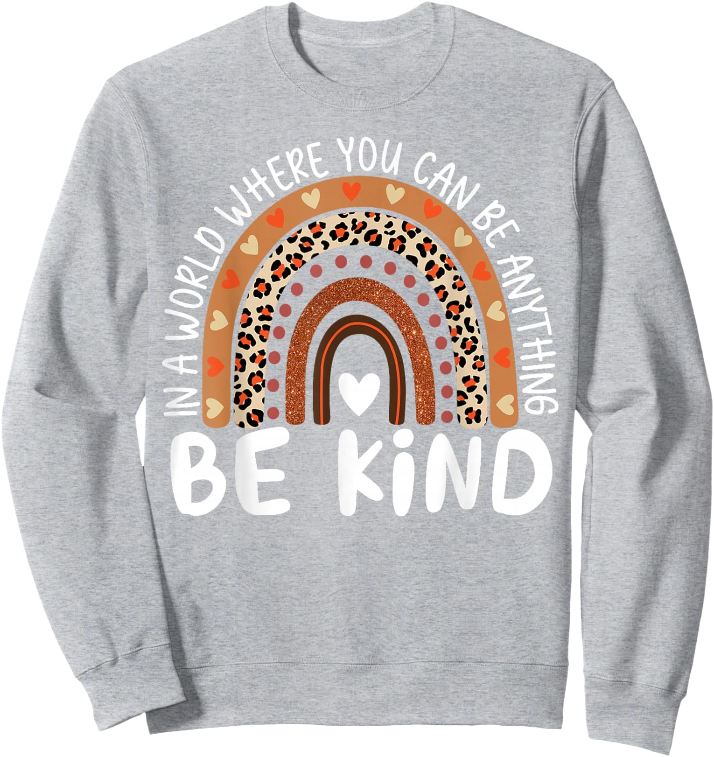 Unity Day Orange Anti Bullying Kids Girls Leopard Rainbow Sweatshirt - Sweatshirt | Ash