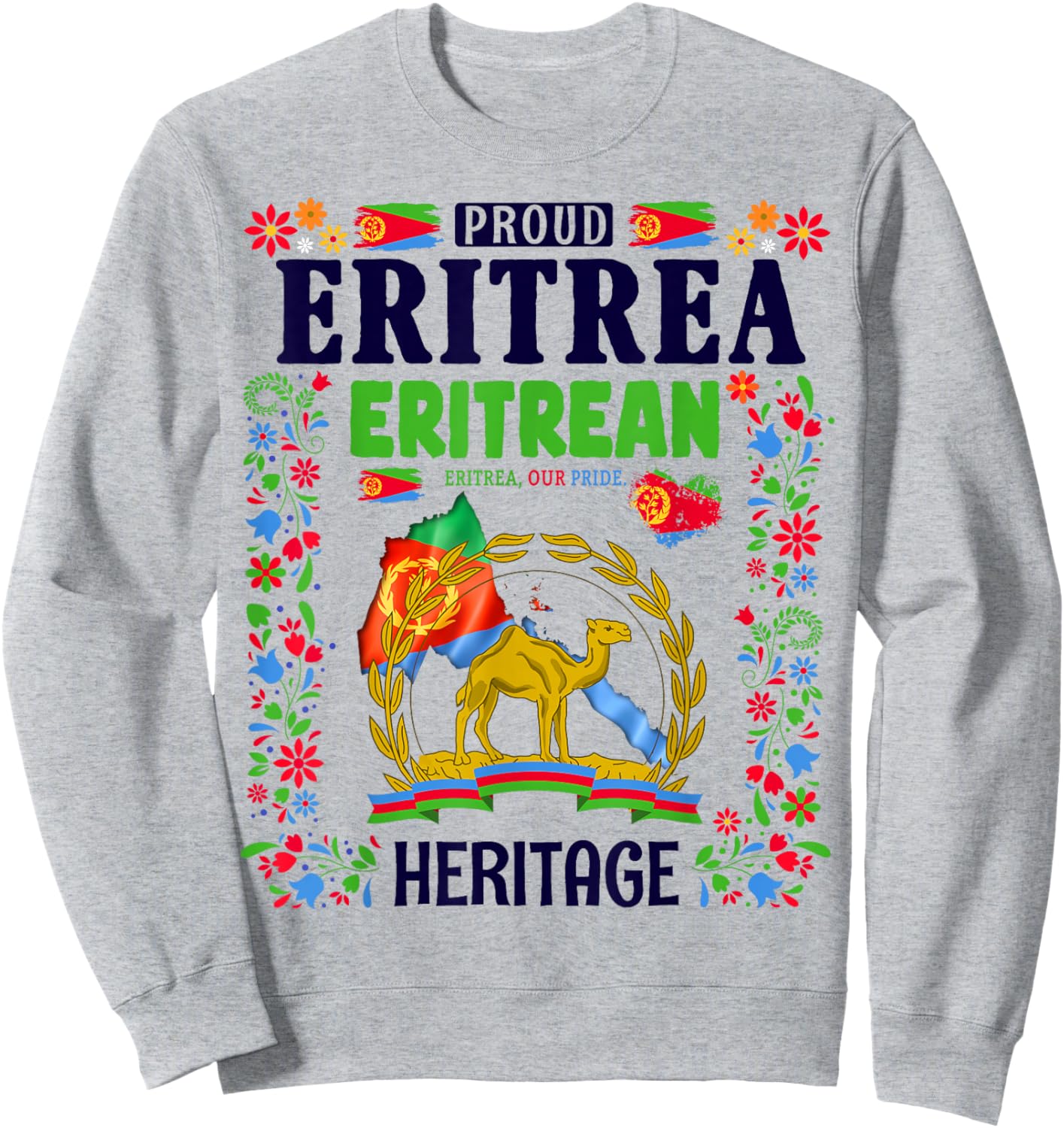 Eritrea Flag Themed Outfit Idea For Kids With Eritrean Flag Sweatshirt - Sweatshirt | Ash