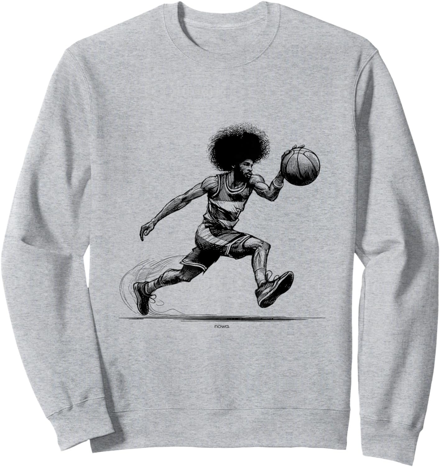 Doctor J Legendary Afro Dribbler Basketball Sweatshirt - Sweatshirt | Ash