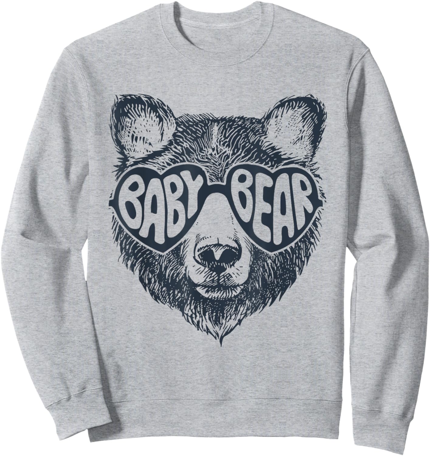 Baby Bear Face Sunglasses Print Mother's Day Sweatshirt - Sweatshirt | Ash