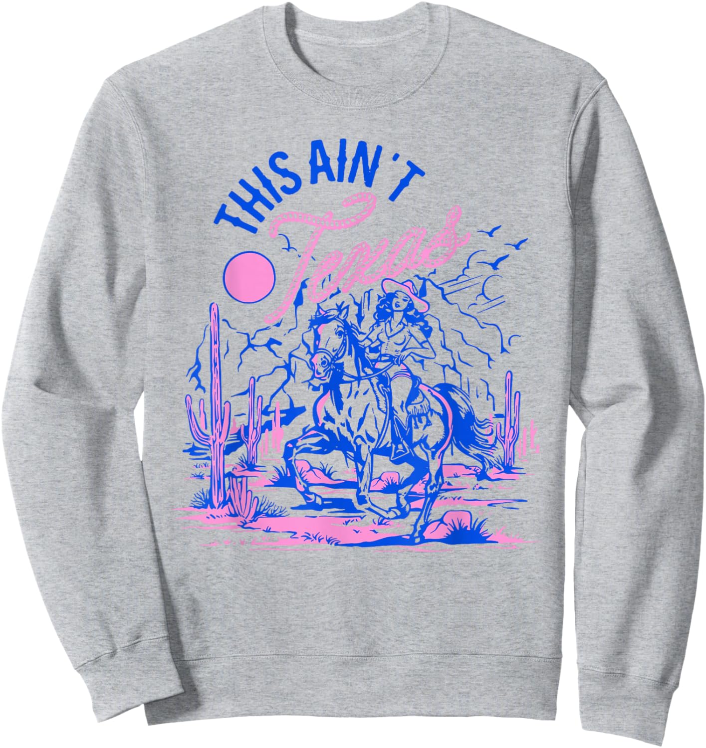 This Ain’t Texas Cowgirl Queen Bee Silhouette Texas Holdem Sweatshirt - Sweatshirt | Ash