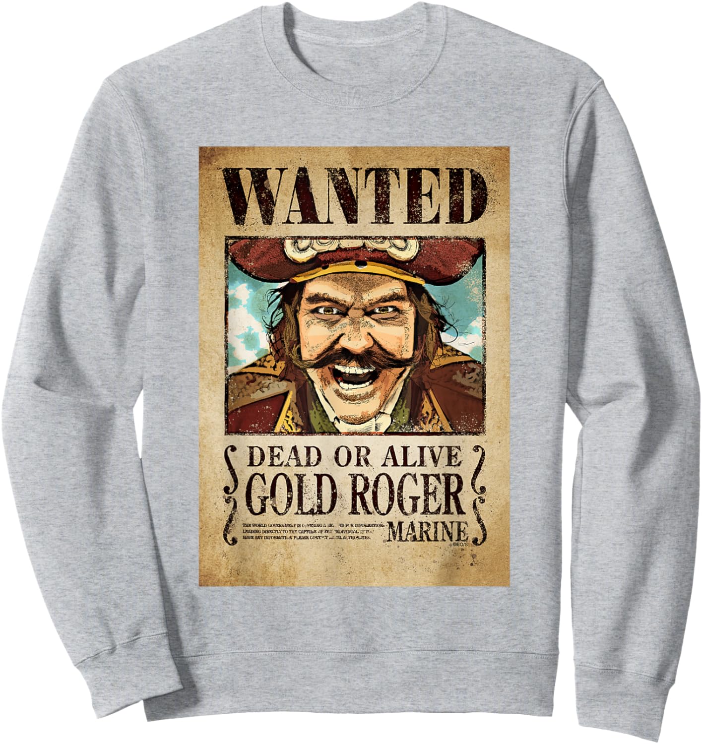 One Piece Gold Roger Pirate Wanted Poster Sweatshirt - Sweatshirt | Ash