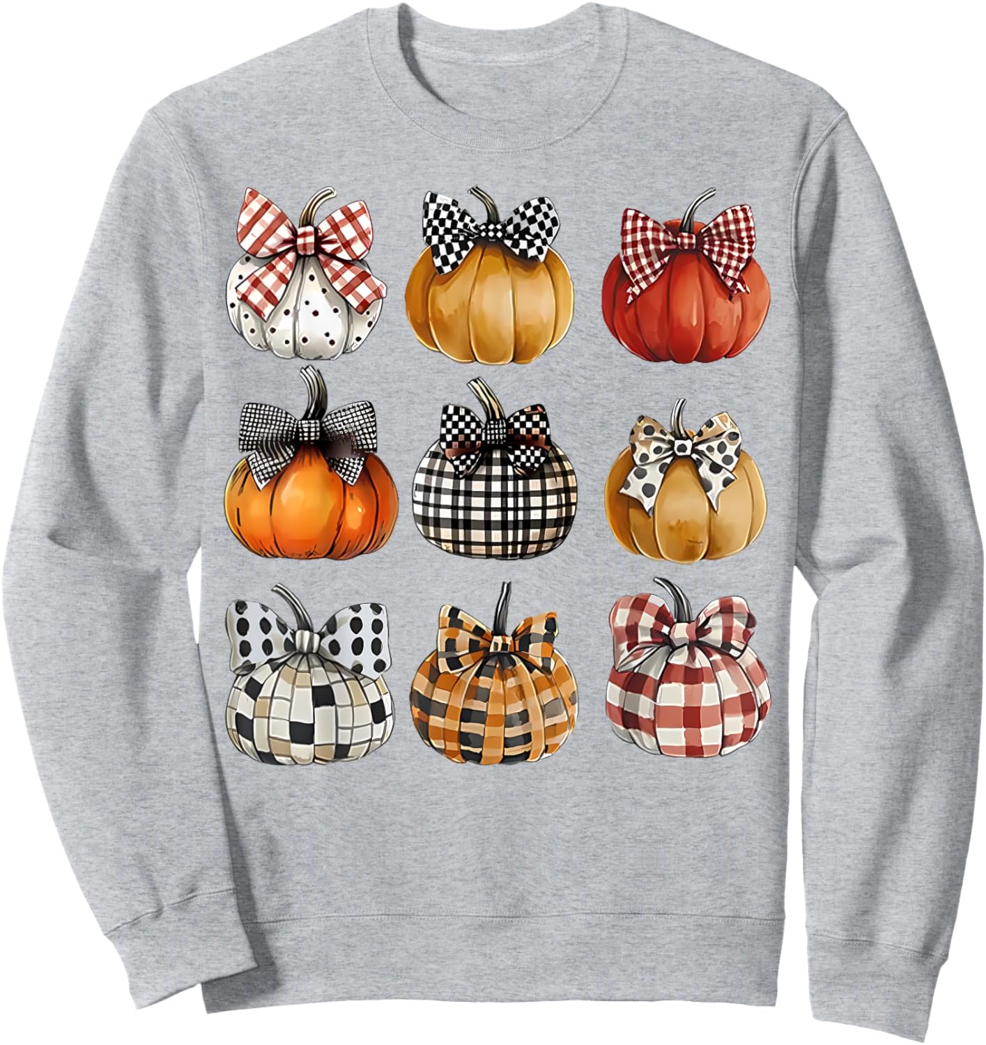 Coquette Bow Pumpkin Season Thanksgiving Autumn Fall Leaves Sweatshirt - Sweatshirt | Ash