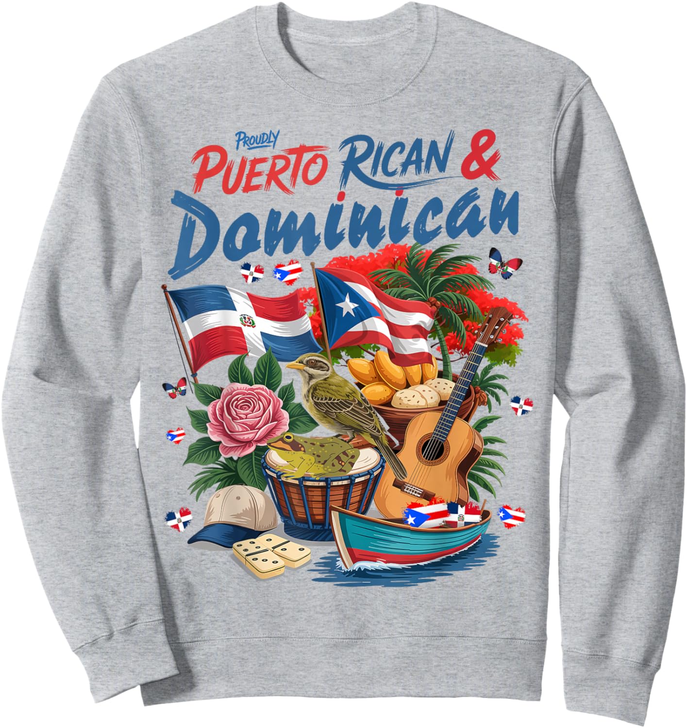 Dominican & Puerto Rican Flag Idea Dominican Theme Sweatshirt - Sweatshirt | Ash