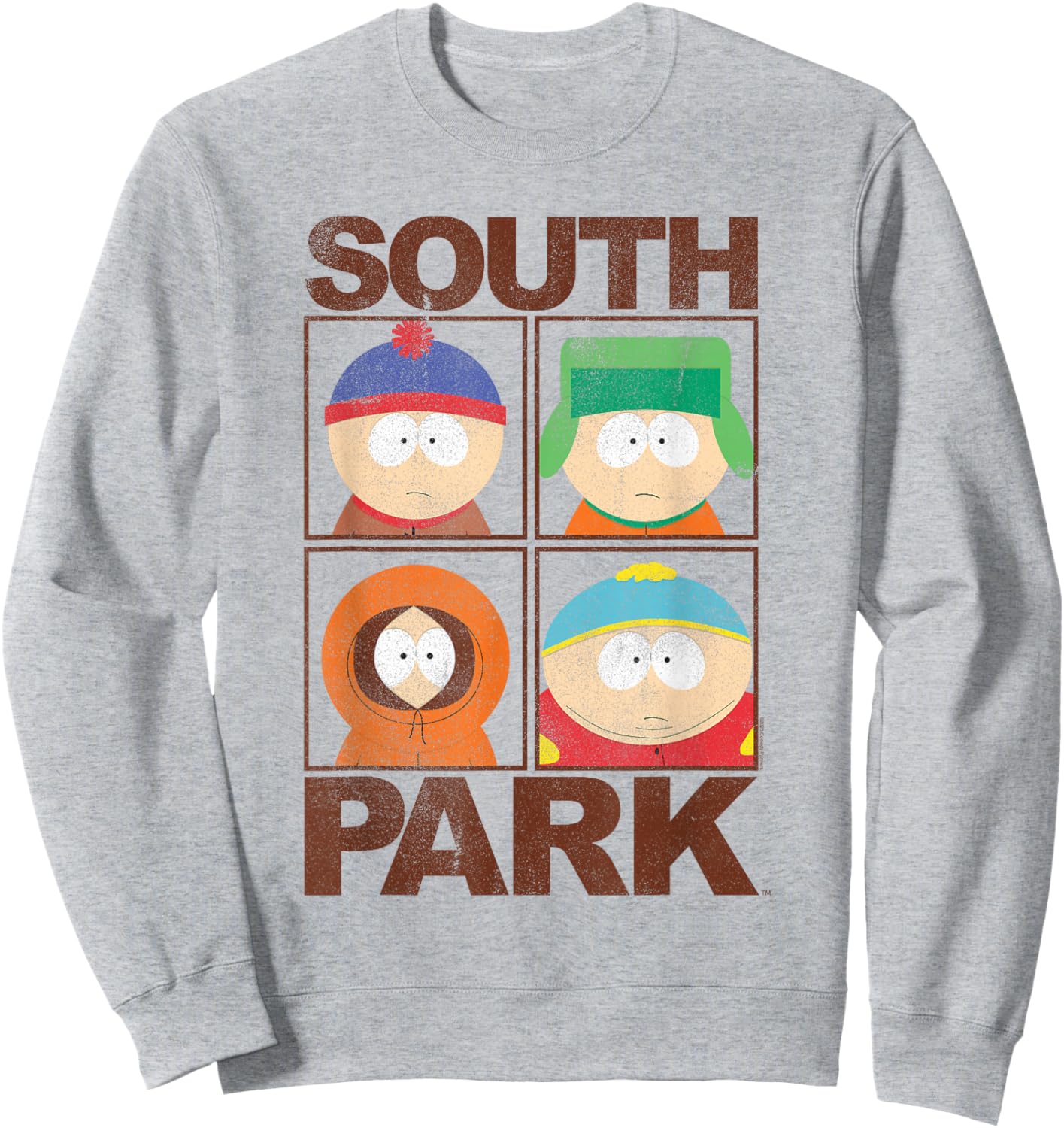 South Park Character Grid Distressed Funny Cartoon Sweatshirt - Sweatshirt | Ash