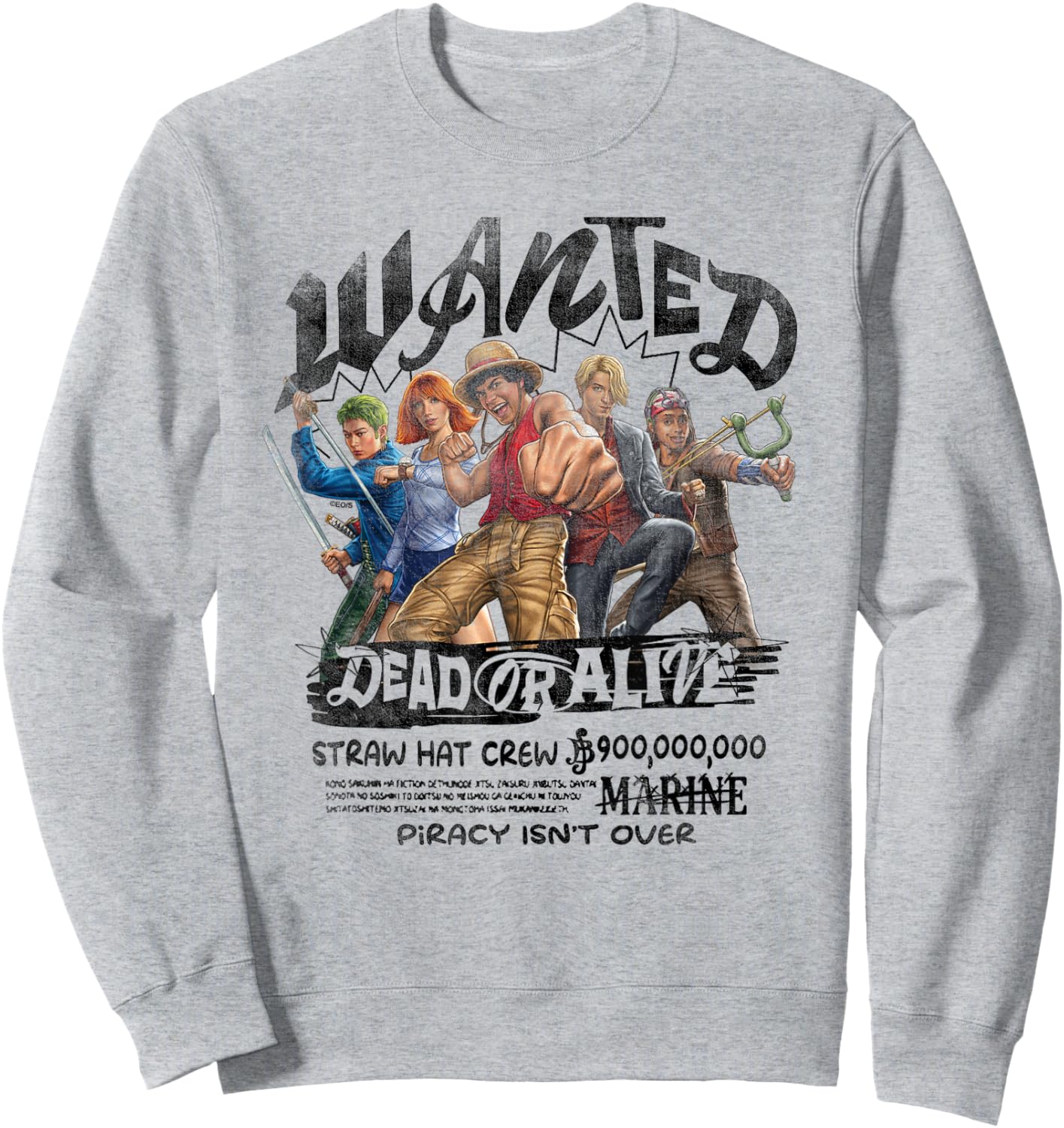 One Piece Straw Hat Crew Dead Or Alive Sweatshirt - Sweatshirt | Ash