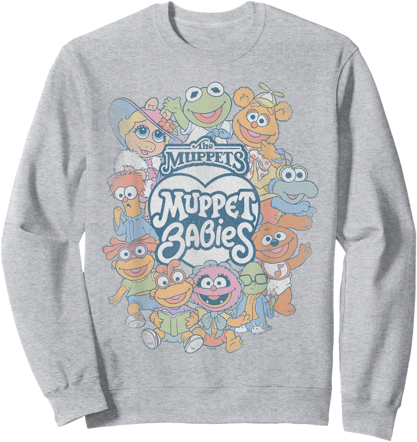 Muppet Babies - Oversized Tonal Washed Collage Sweatshirt - Sweatshirt | Ash