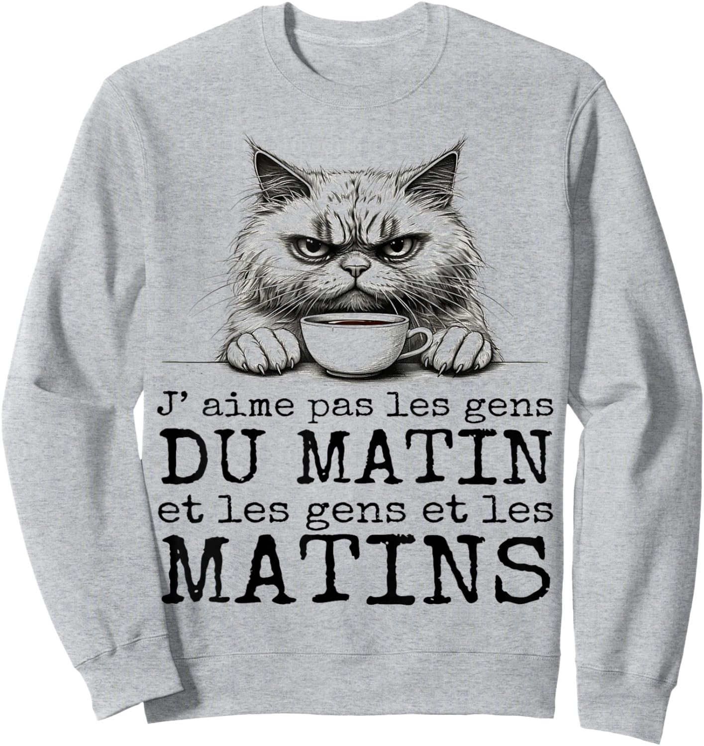 I Love Not Morning People Humor Cat Sarcasm Gift Sweatshirt - Sweatshirt | Ash